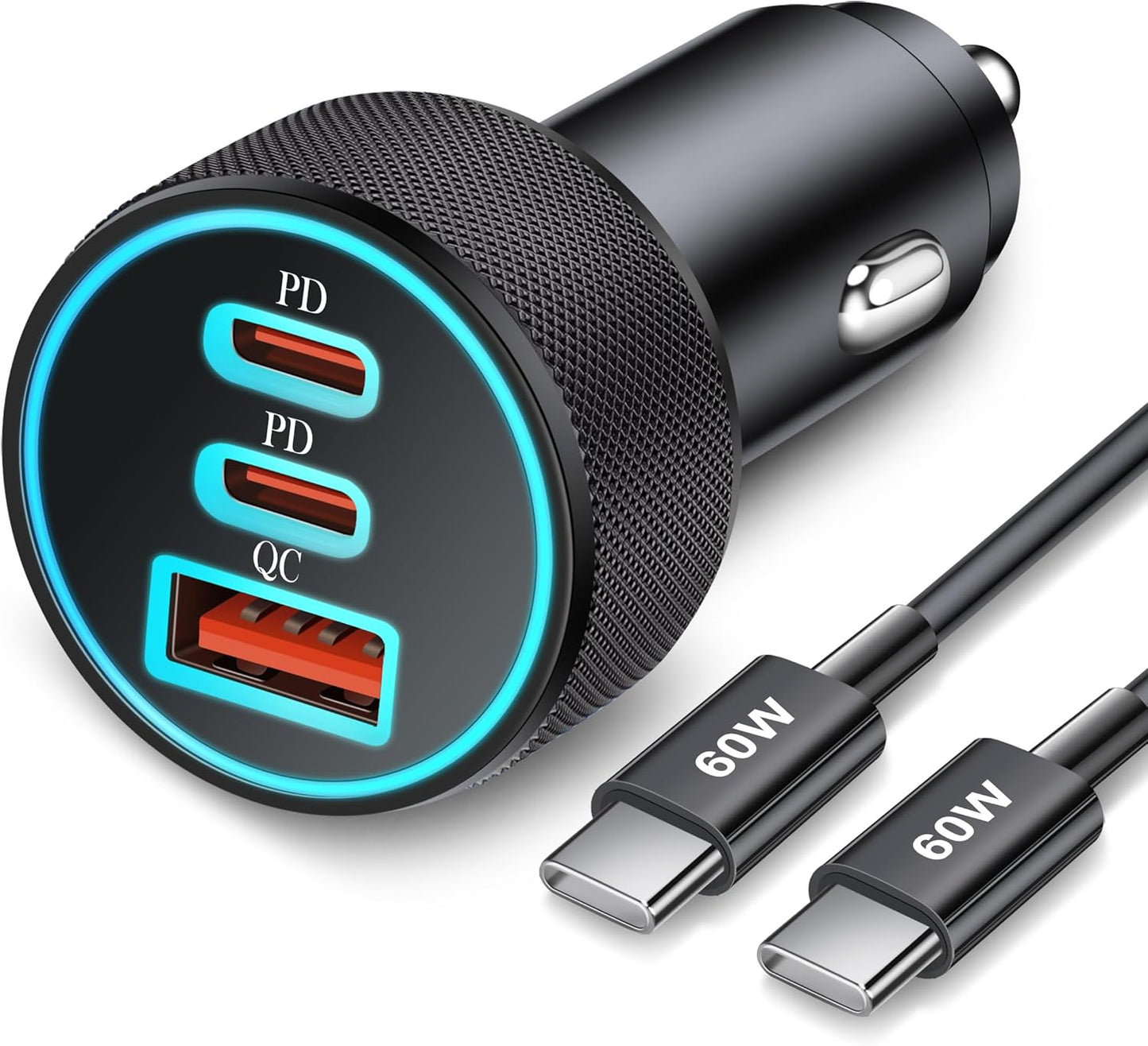 Kenhao 67W Triple Port Car Charger - Fast Charging for Multiple Devices!