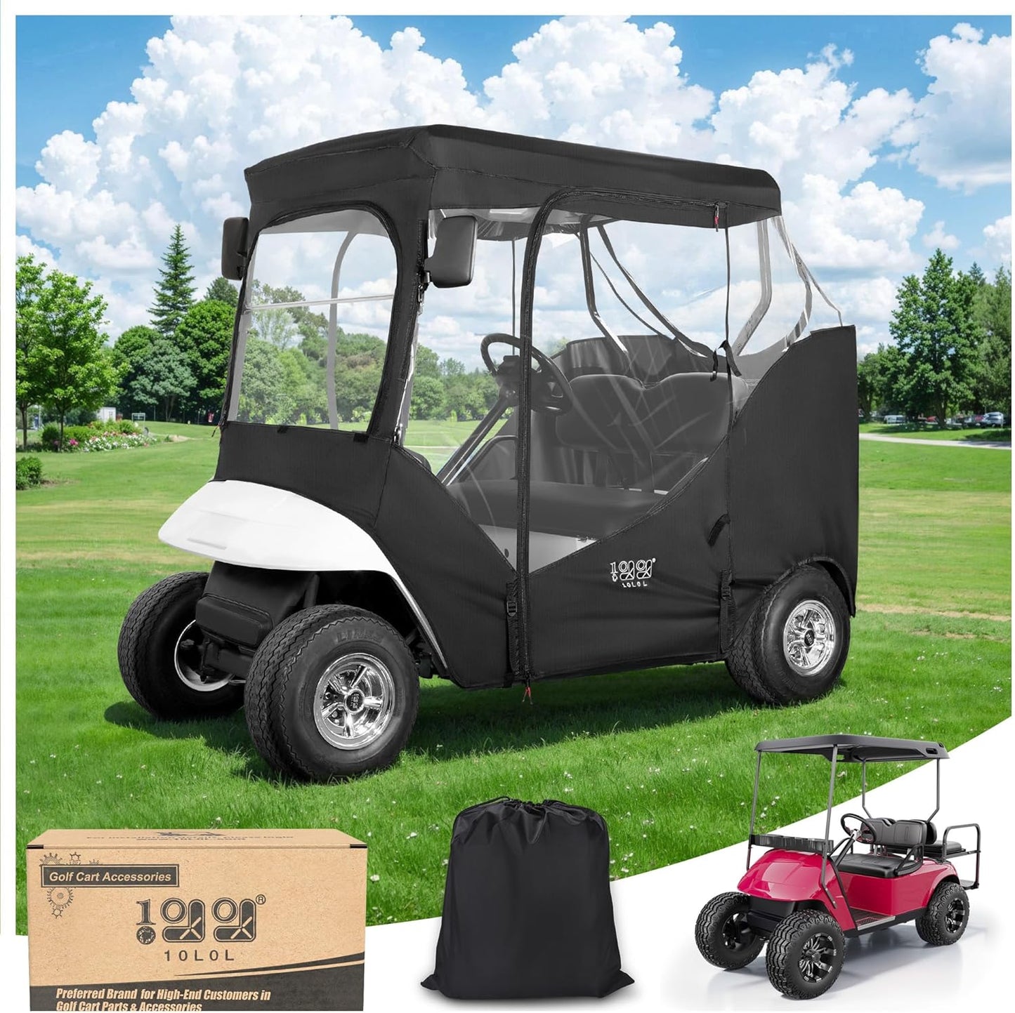 10L0L Golf Cart Enclosure for EZGO TXT RXV - Waterproof Cover