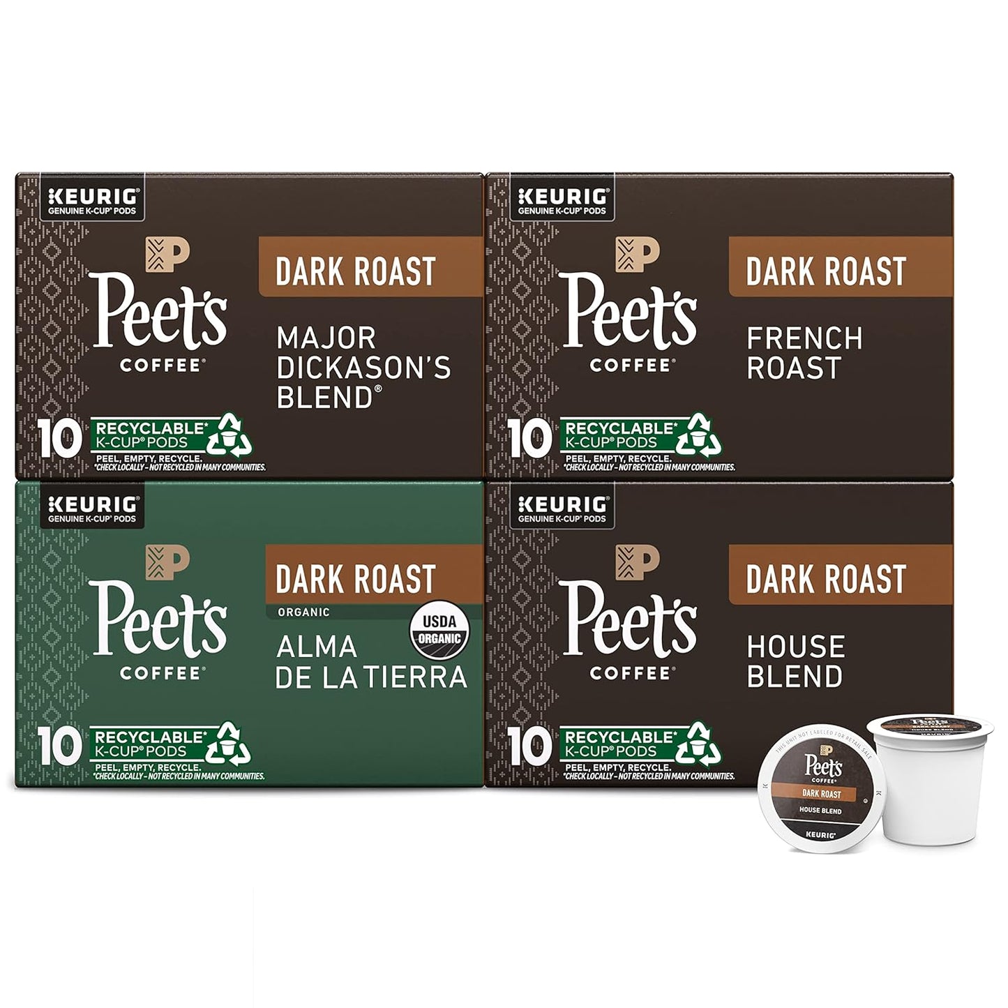 Peet's Coffee Dark Roast Variety Pack - Bold Flavors, 40 Count