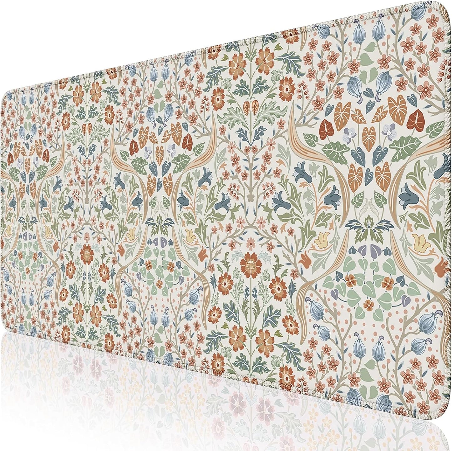 Non-Slip Floral Desk Mat: Beige Beauty by HAOCOO