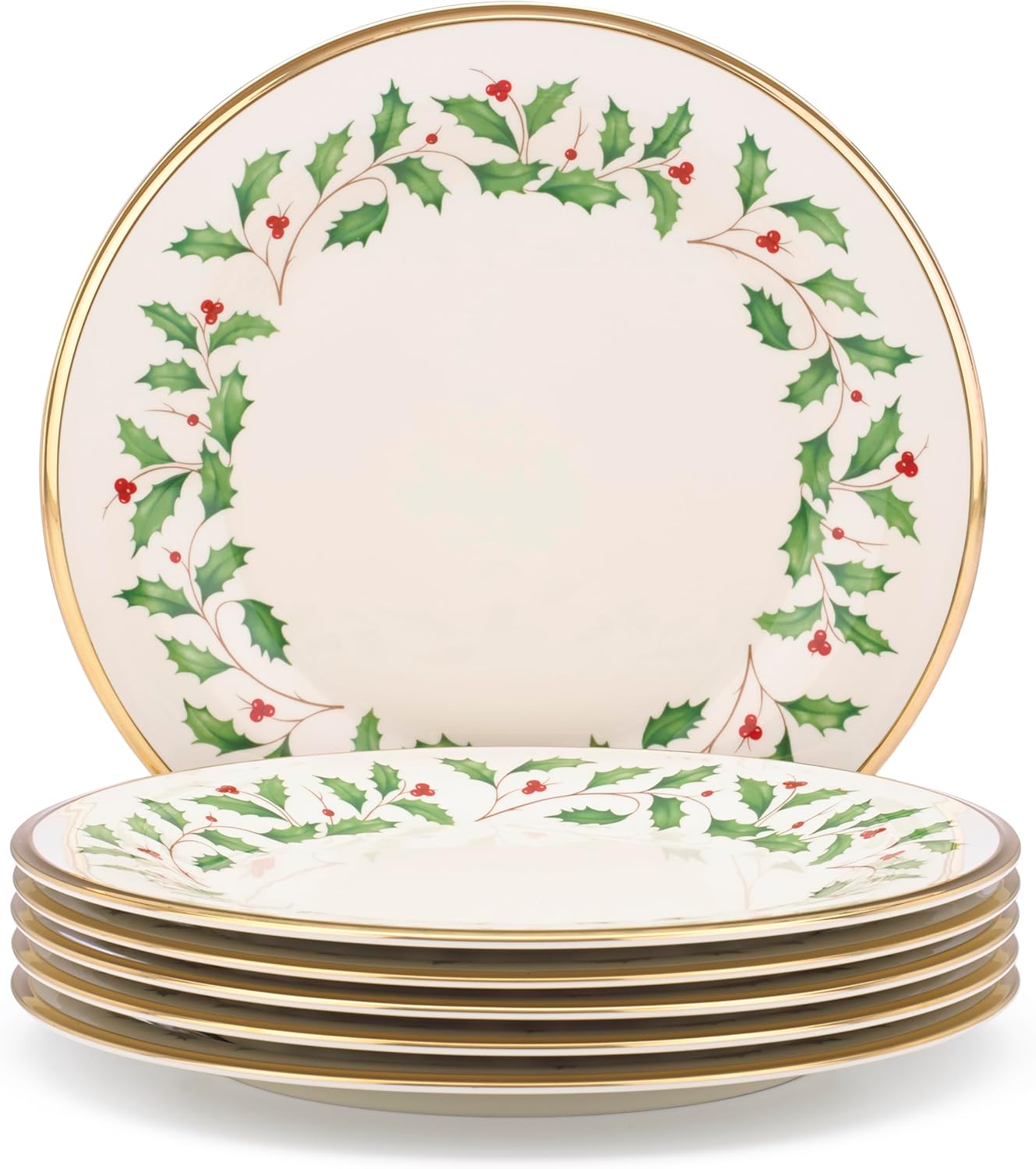 Lenox Holiday Dinner Plates Set for 6 - Elegant Christmas Tableware