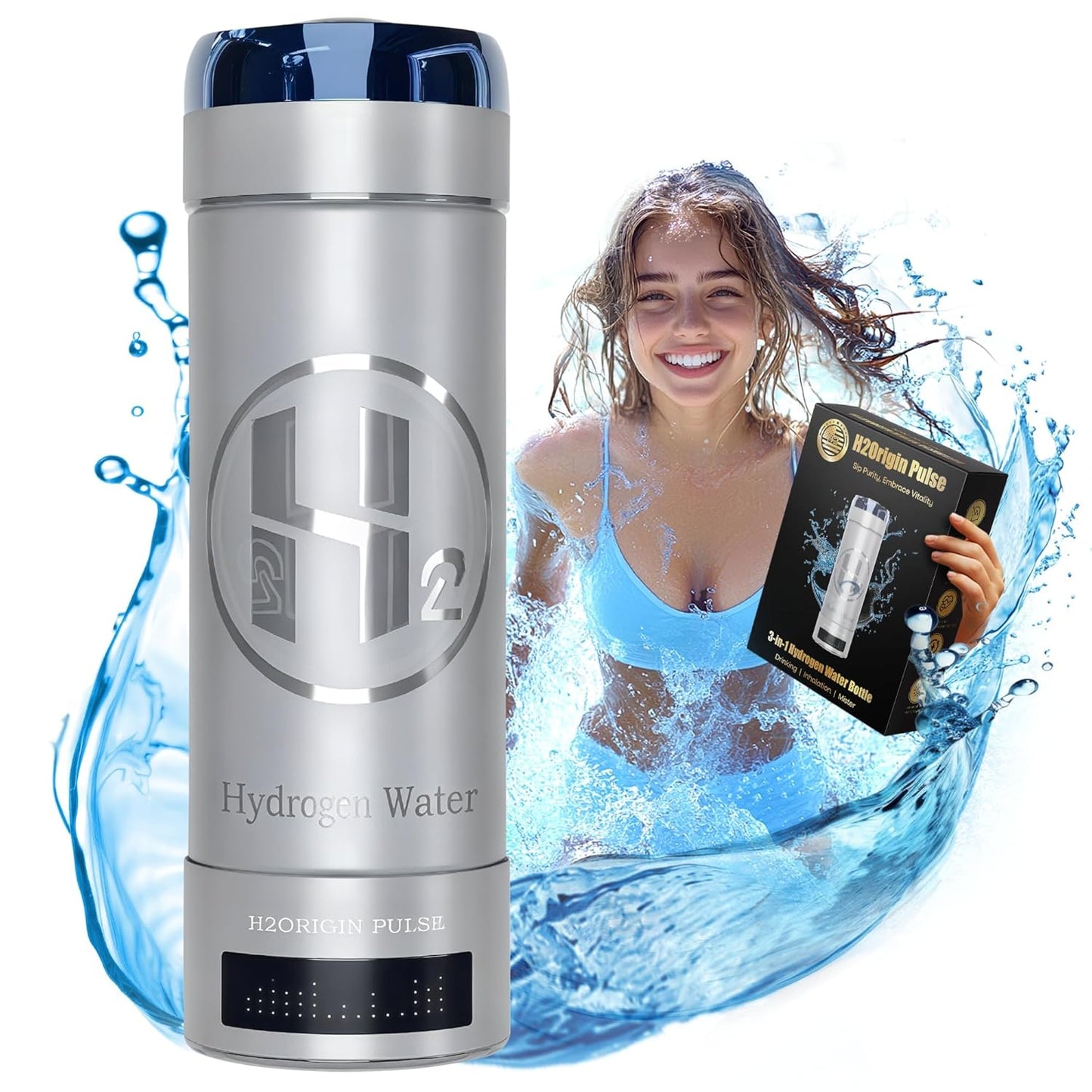 Hydrogen Water Bottle Generator with 9000 PPB Hydrogen Infusion