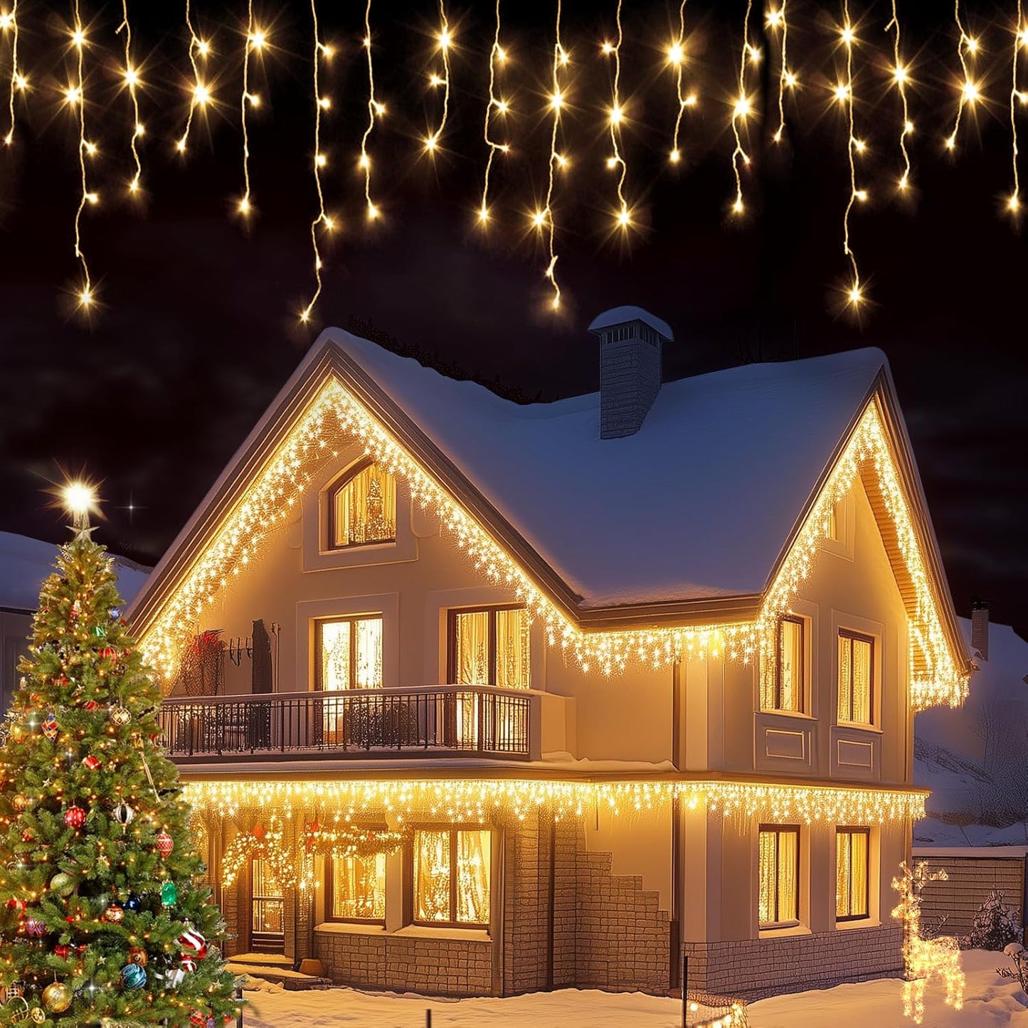 Icicle Christmas Lights with 1000 LEDs for Holiday Decor
