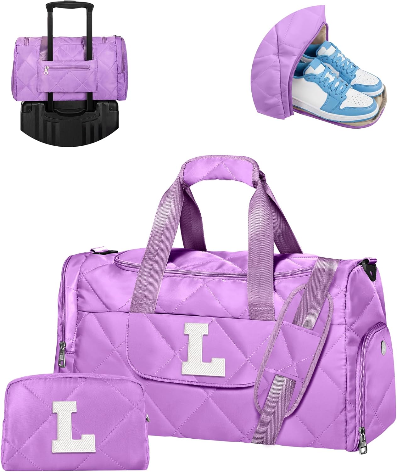 Personalized Monogram Travel Bag with Toiletry Bag for Her