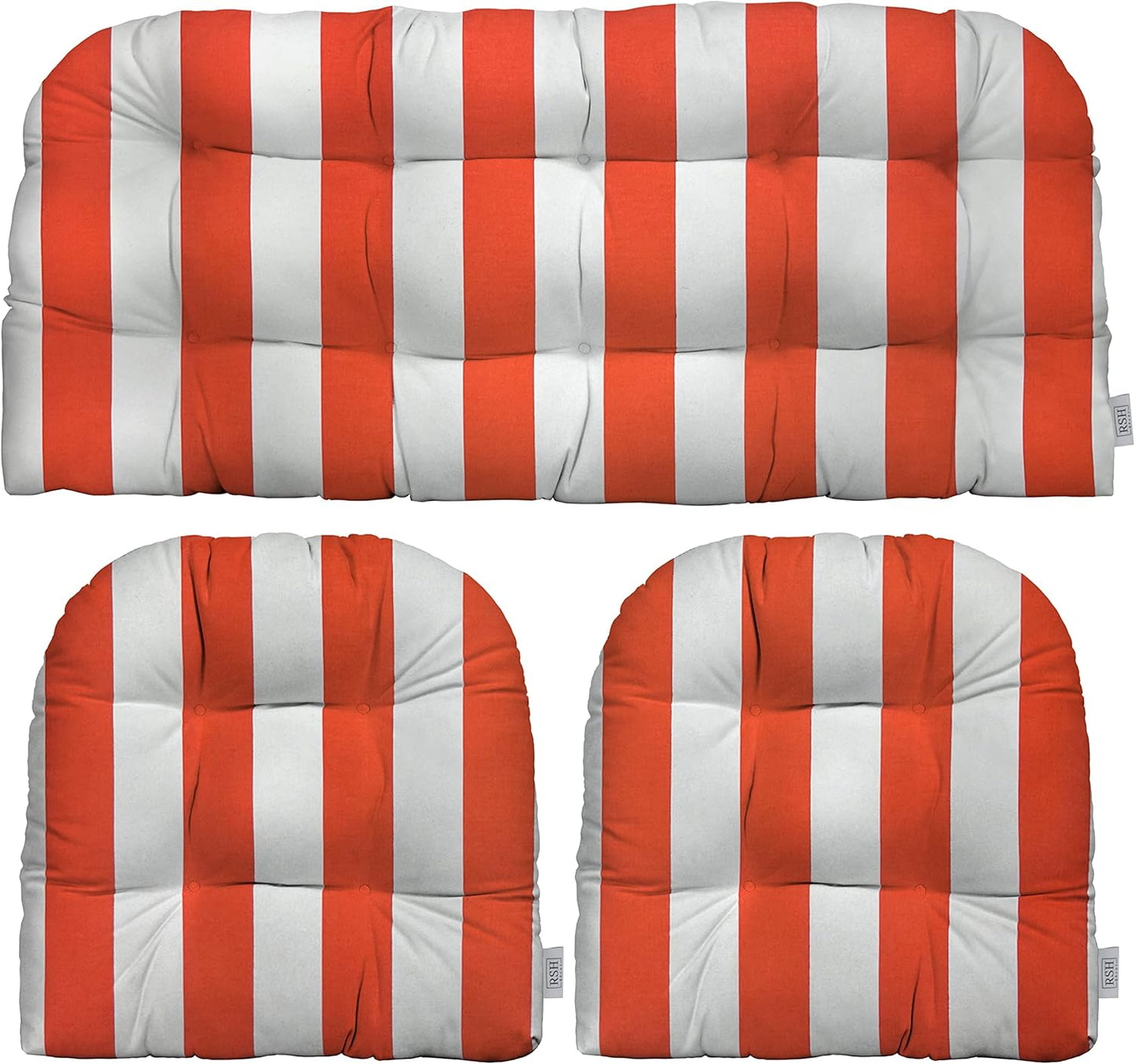 3-Piece Wicker Tufted Cushion Set for Outdoor Loveseat & Chairs