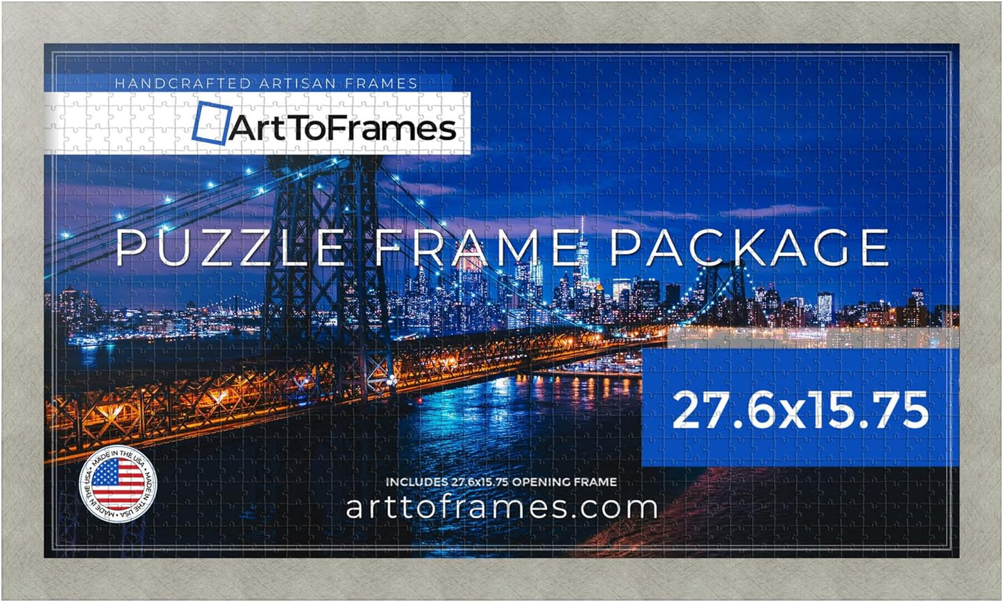 27.6x15.75 INCH Gray Frame for 100 Piece Puzzles - Classic Silver