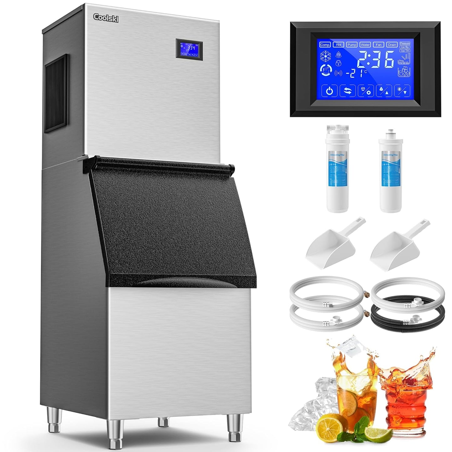Fast Ice Production: Coolski 550lbs Commercial Ice Maker