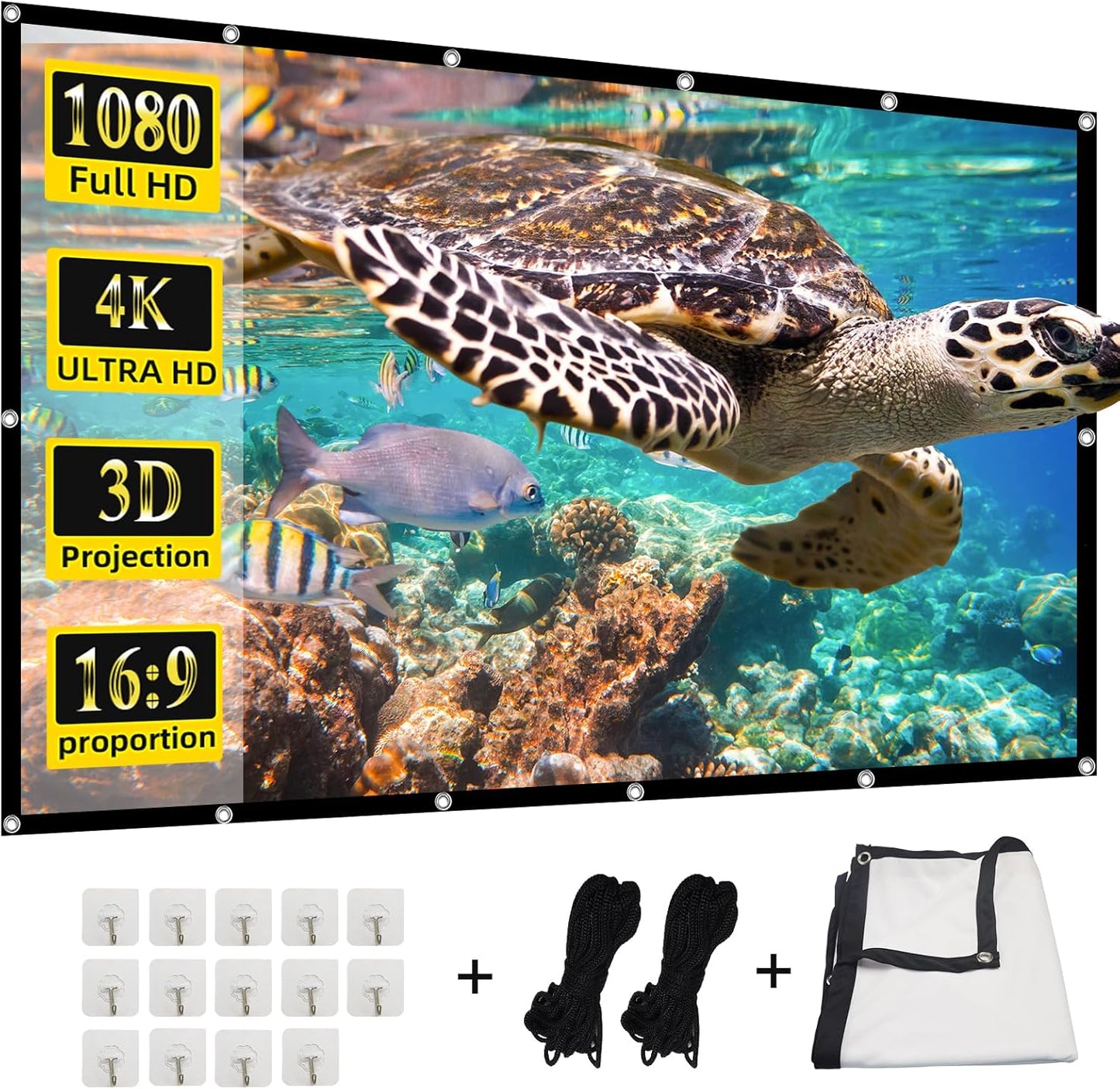 150 Portable 4K HD Projector Screen: Double-Sided Viewing