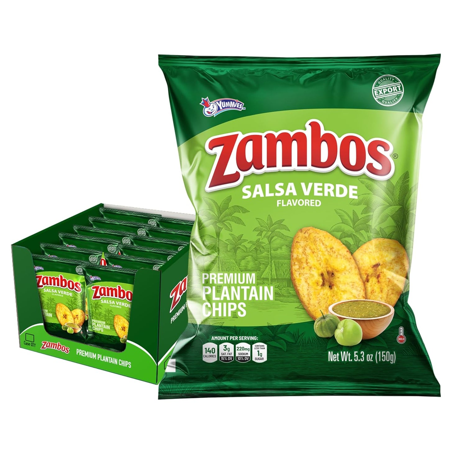 Zambos Plantain Chips Salsa Verde - Crunchy Premium Snack Pack