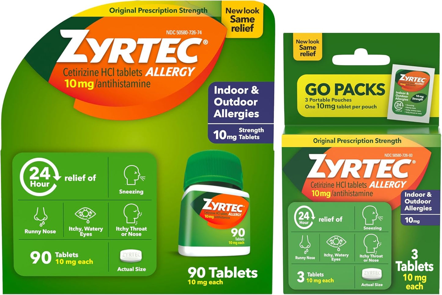 Zyrtec 24 Hour Allergy Relief Tablets for Fast Symptom Relief