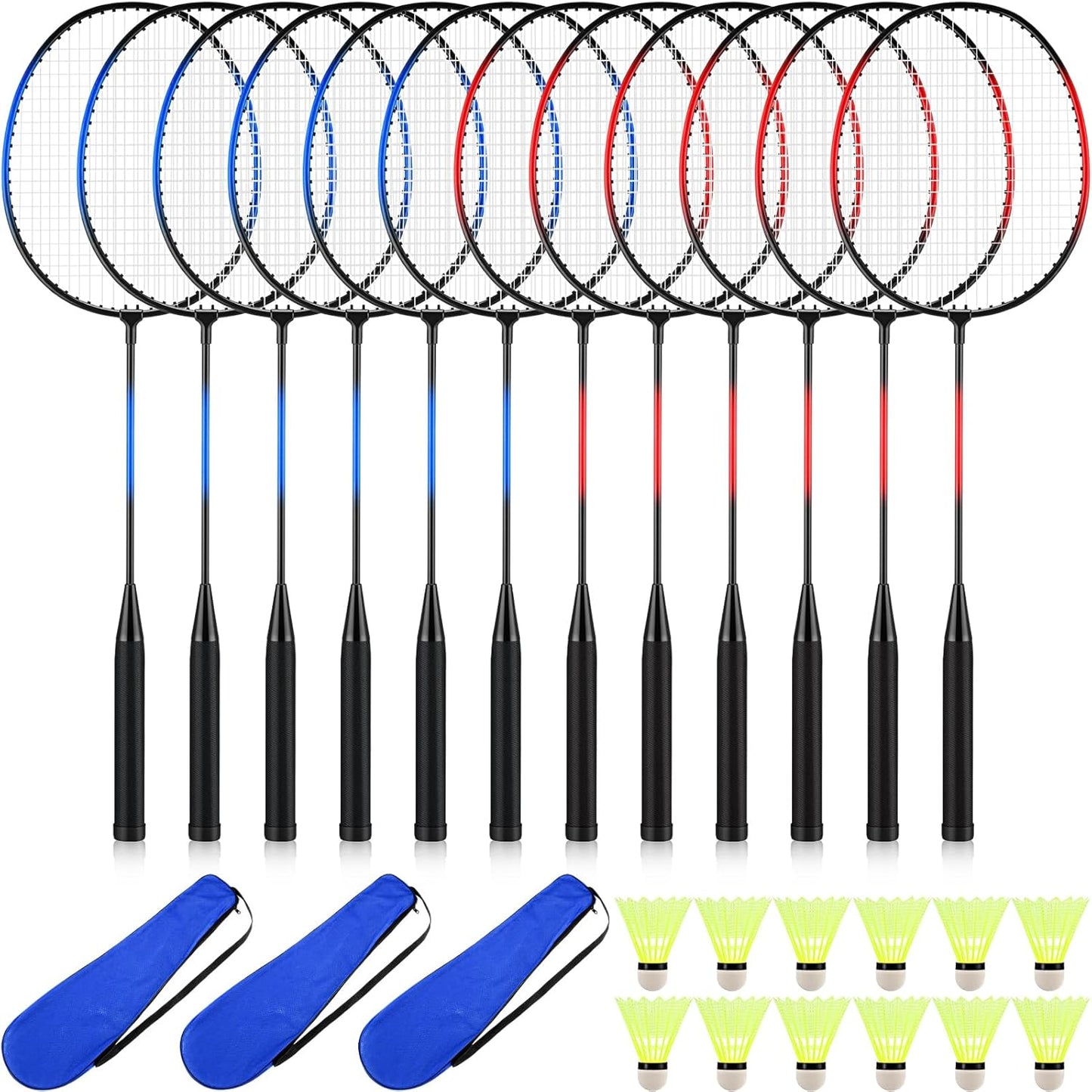 12 Pack Badminton Rackets Set for Outdoor Games and Beginners