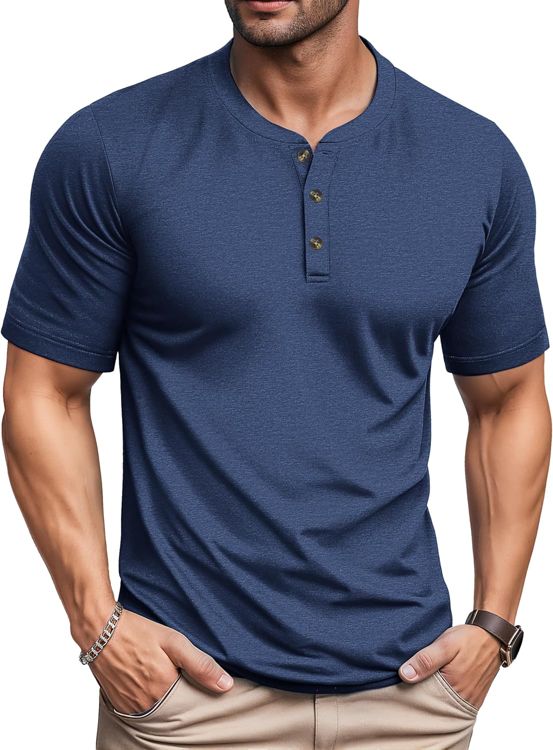 MAGCOMSEN Men's Henley Short Sleeve Shirt for Casual Summer Wear