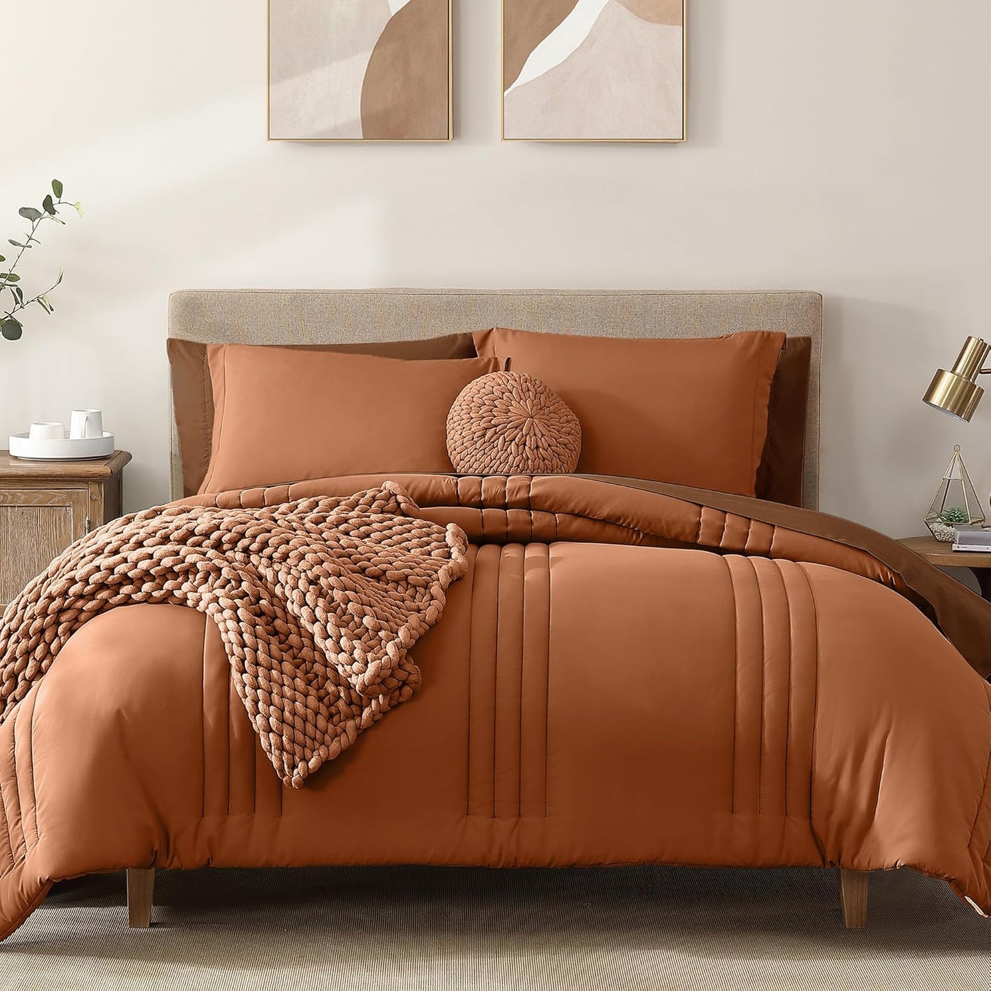 Monbix Oversized Queen Comforter Set - 7 Pieces for All Seasons