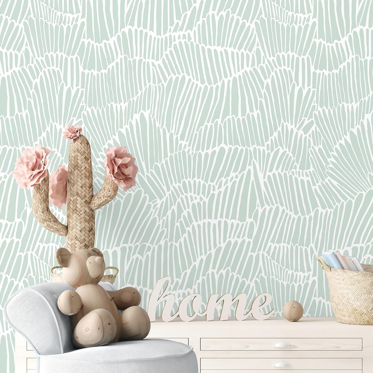 Guvana Green Wallpaper Peel and Stick for Modern Coastal Decor
