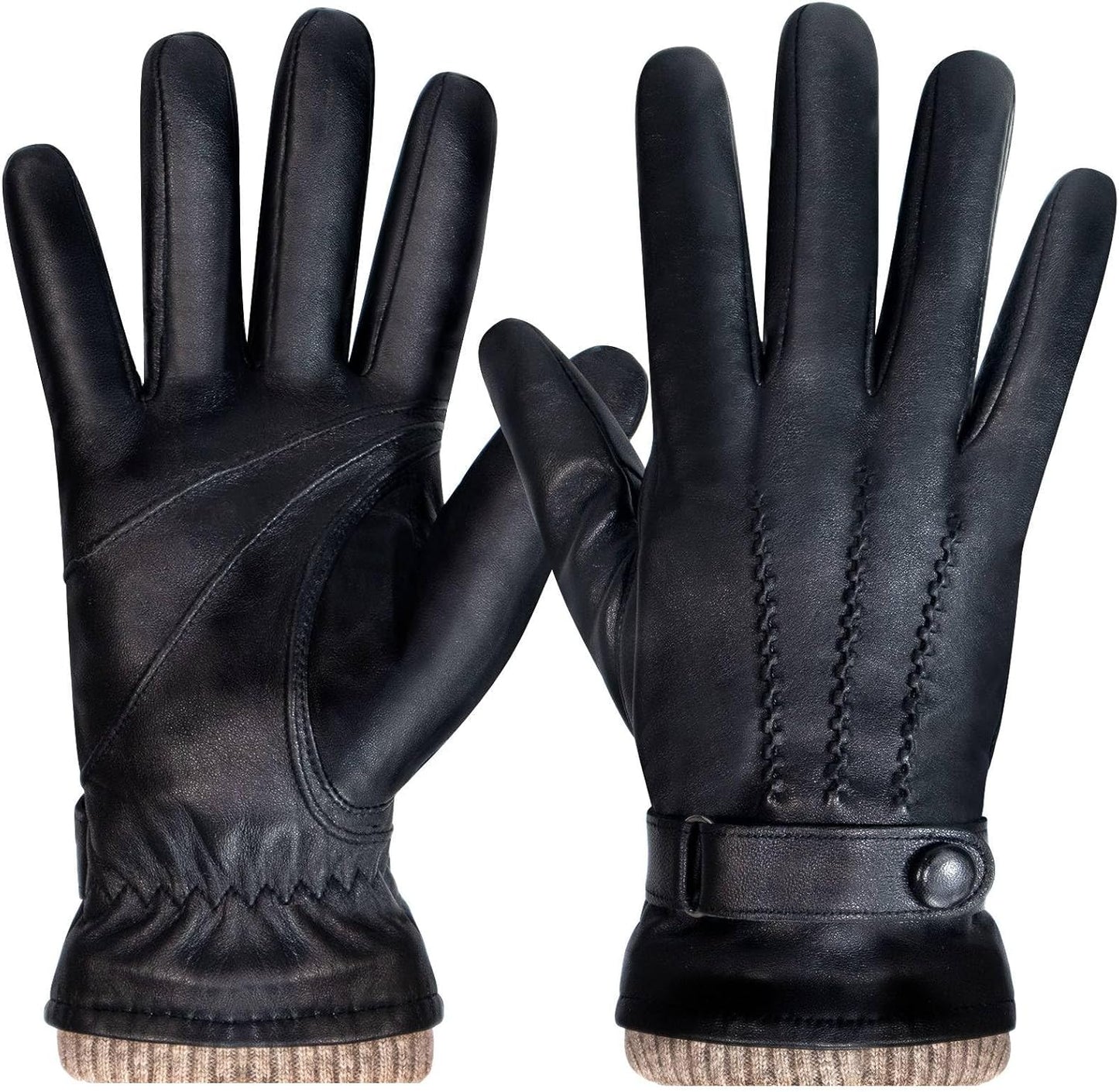 Warm Sheepskin Touchscreen Gloves for Men