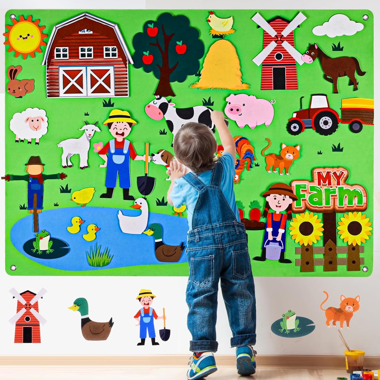 Interactive Farm Animals Felt Story Set for Toddlers