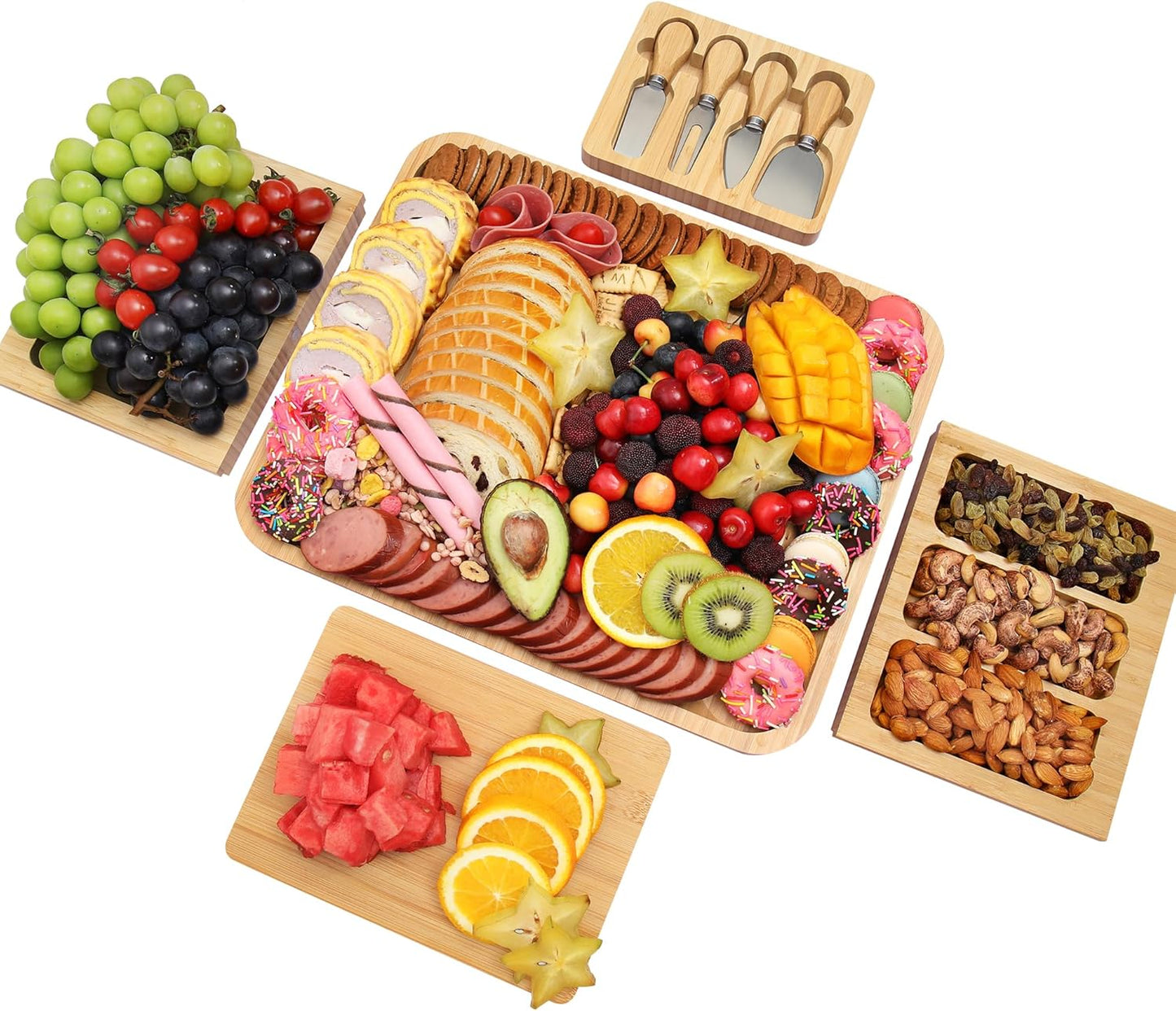 Charcuterie Board Cheese Tray Set with Stainless Steel Knives