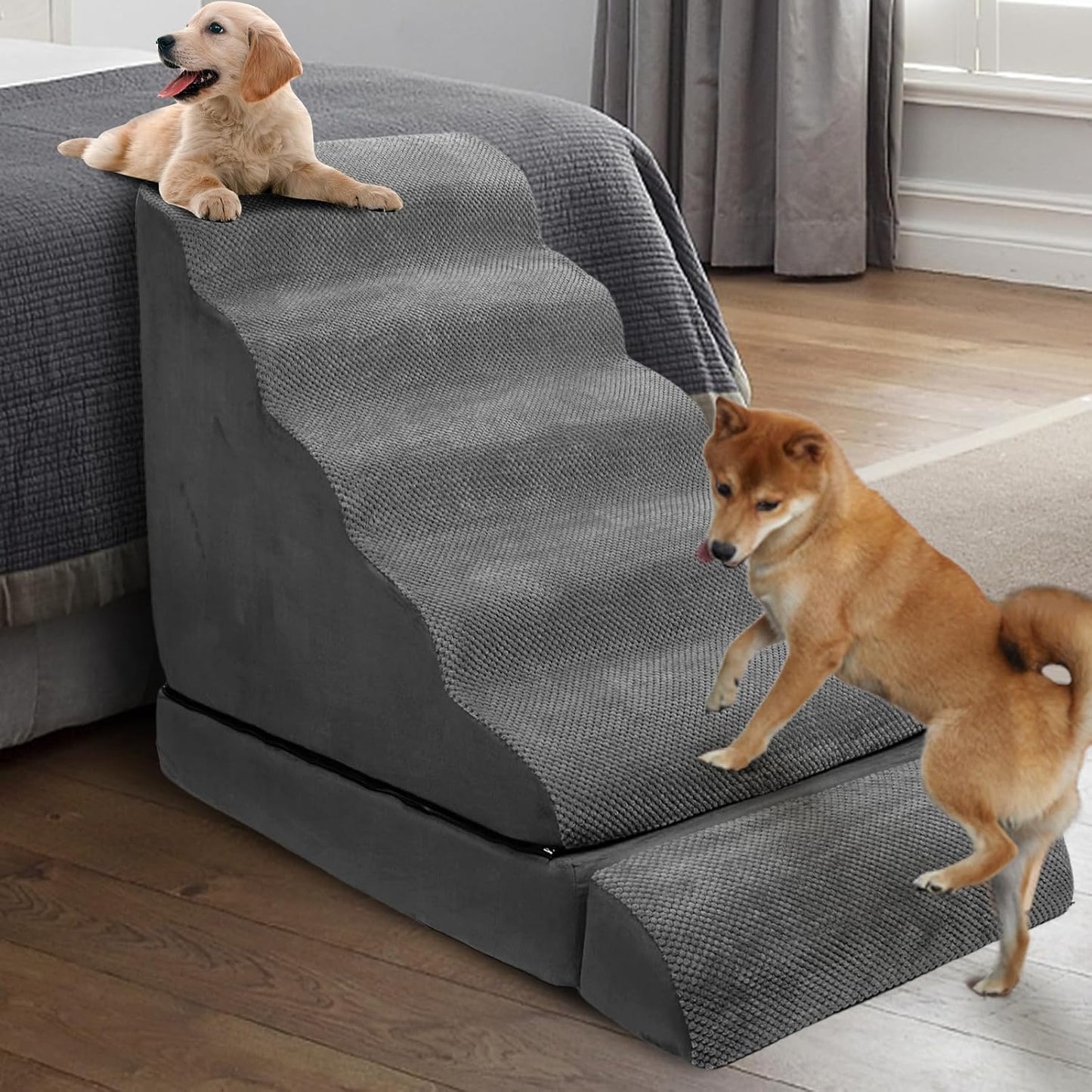 Soft Dog Stairs for High Beds 24-28 Inches Tall for Small Dogs