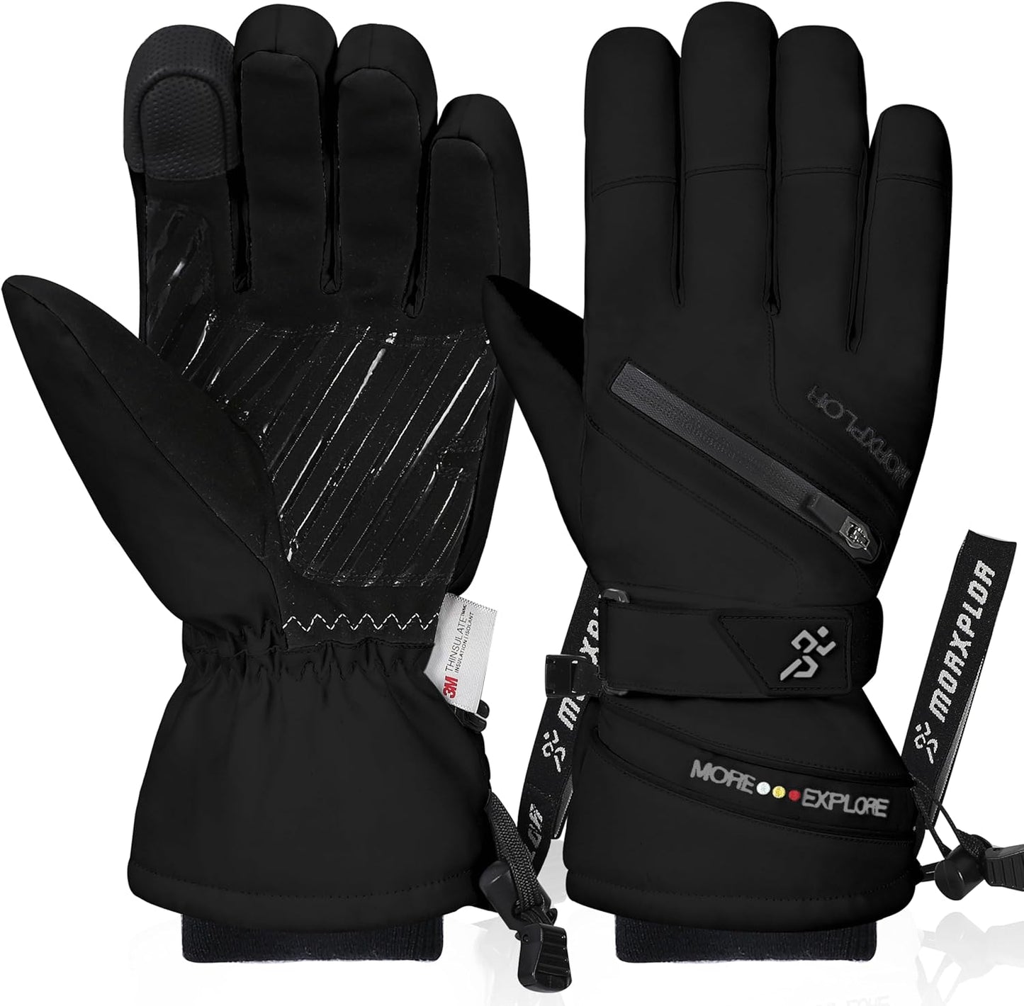 Waterproof Touchscreen Snow Gloves, Insulated Warmth - MORXPLOR