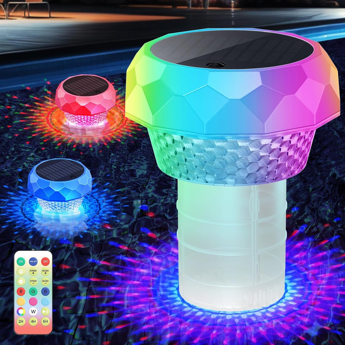 Solar Pool Chlorine Floater with Colorful Lights for Spa Use