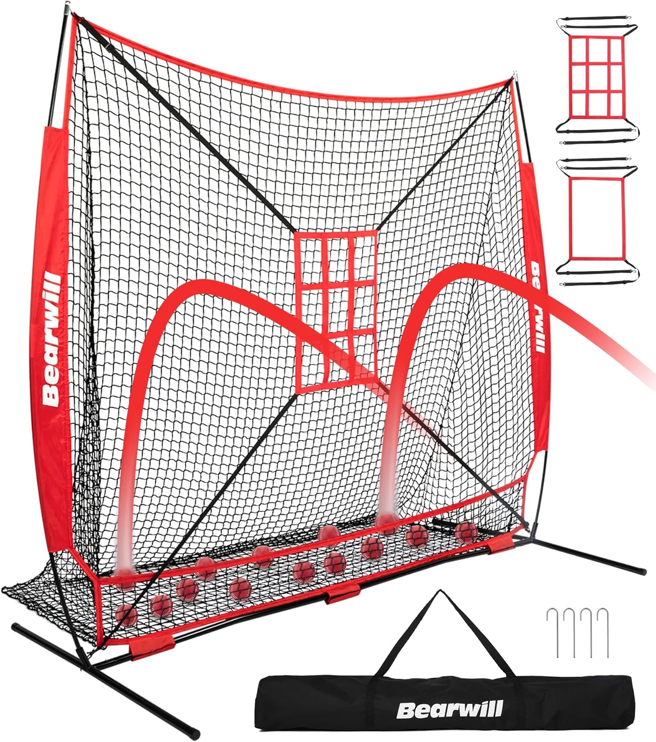 Bearwill 7x7ft Baseball Net with Large Ball Collection System