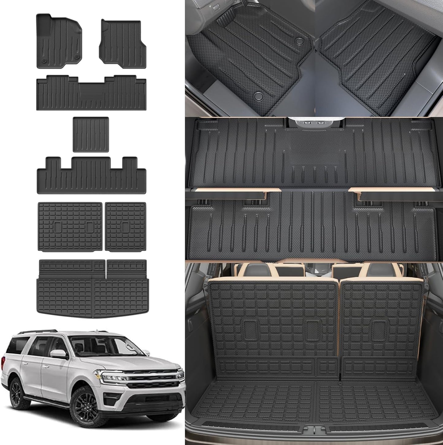 Floor Mats Compatible with 2018-2024 Ford Expedition Cargo Mat