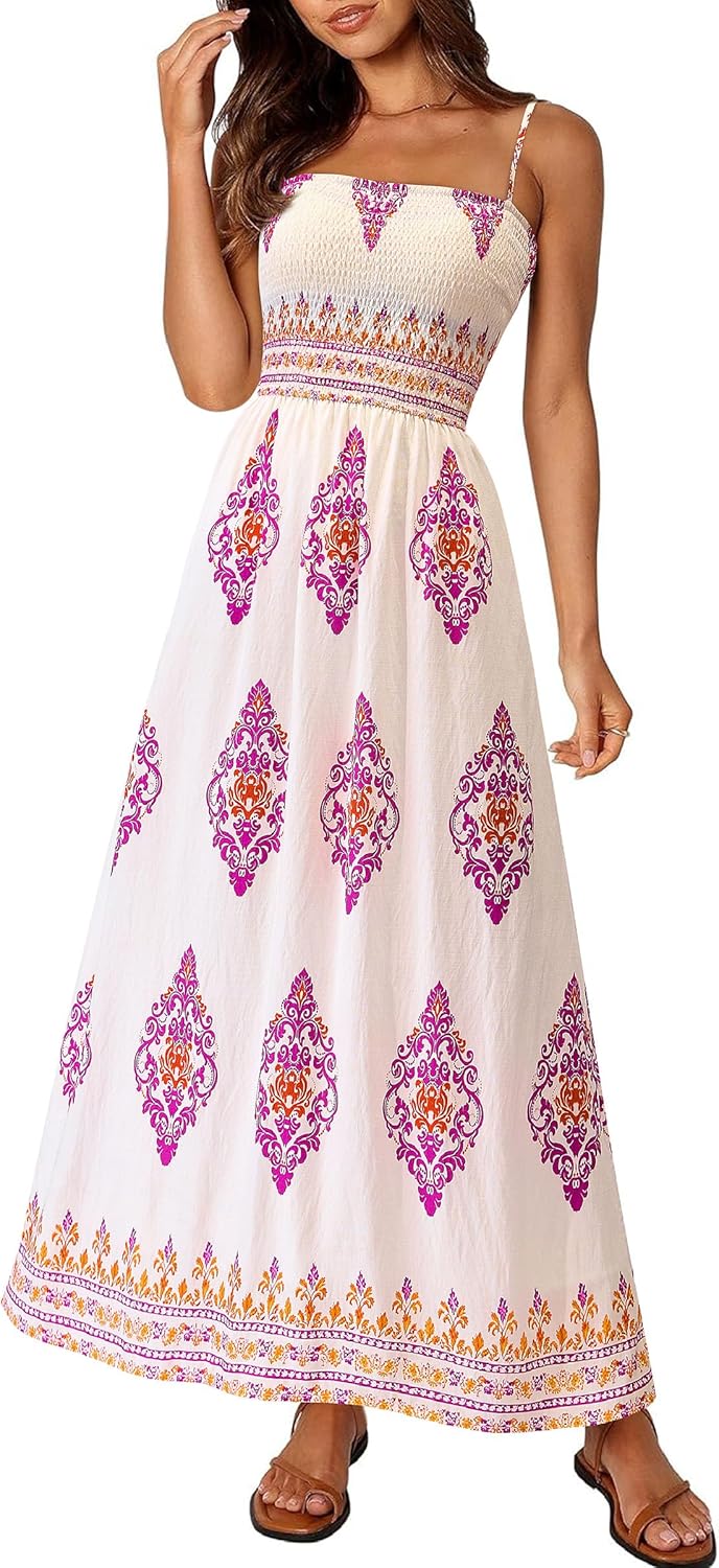 PRETTYGARDEN Summer Dress for Women - Floral Boho Maxi Style