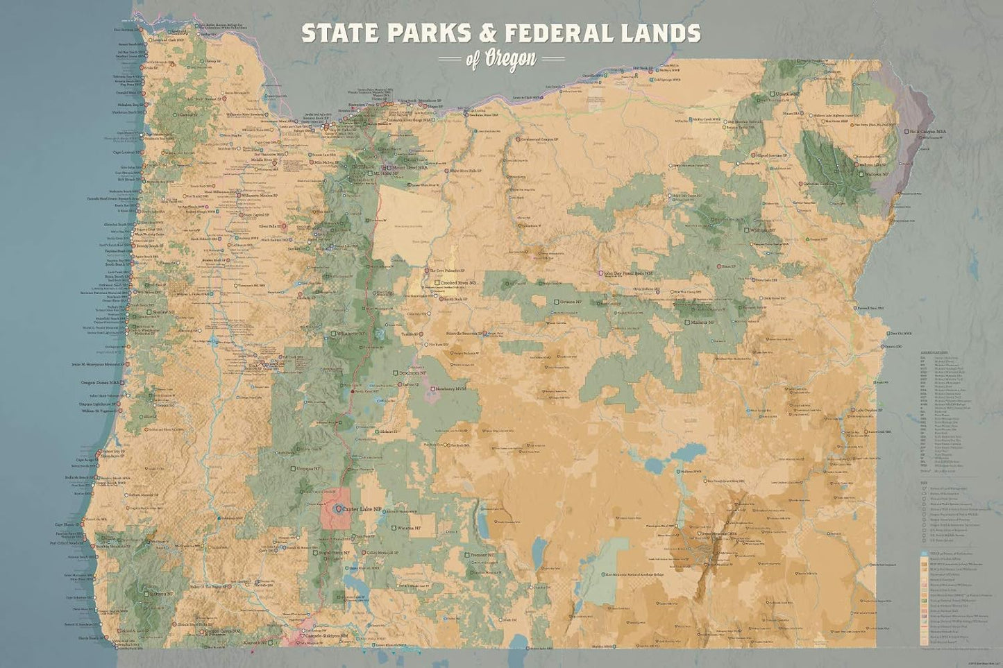 Best Maps Ever Oregon State Parks & Federal Lands Map Poster