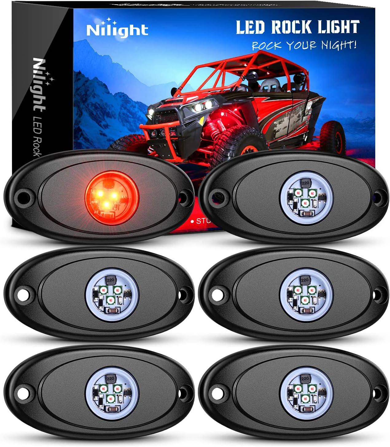 Nilight LED Rock Light Pods for Cars, Trucks, and ATVs