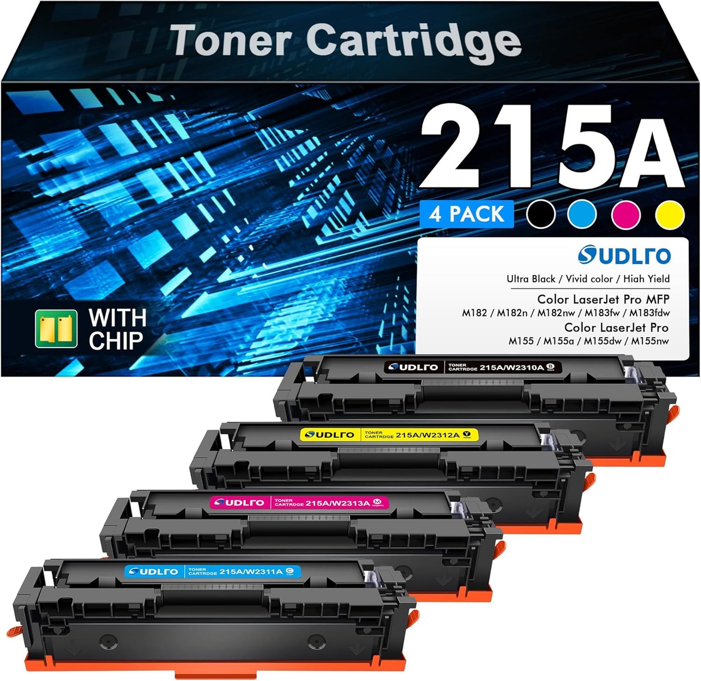 215A Toner Cartridges 4 Pack for HP Printers - High Yield