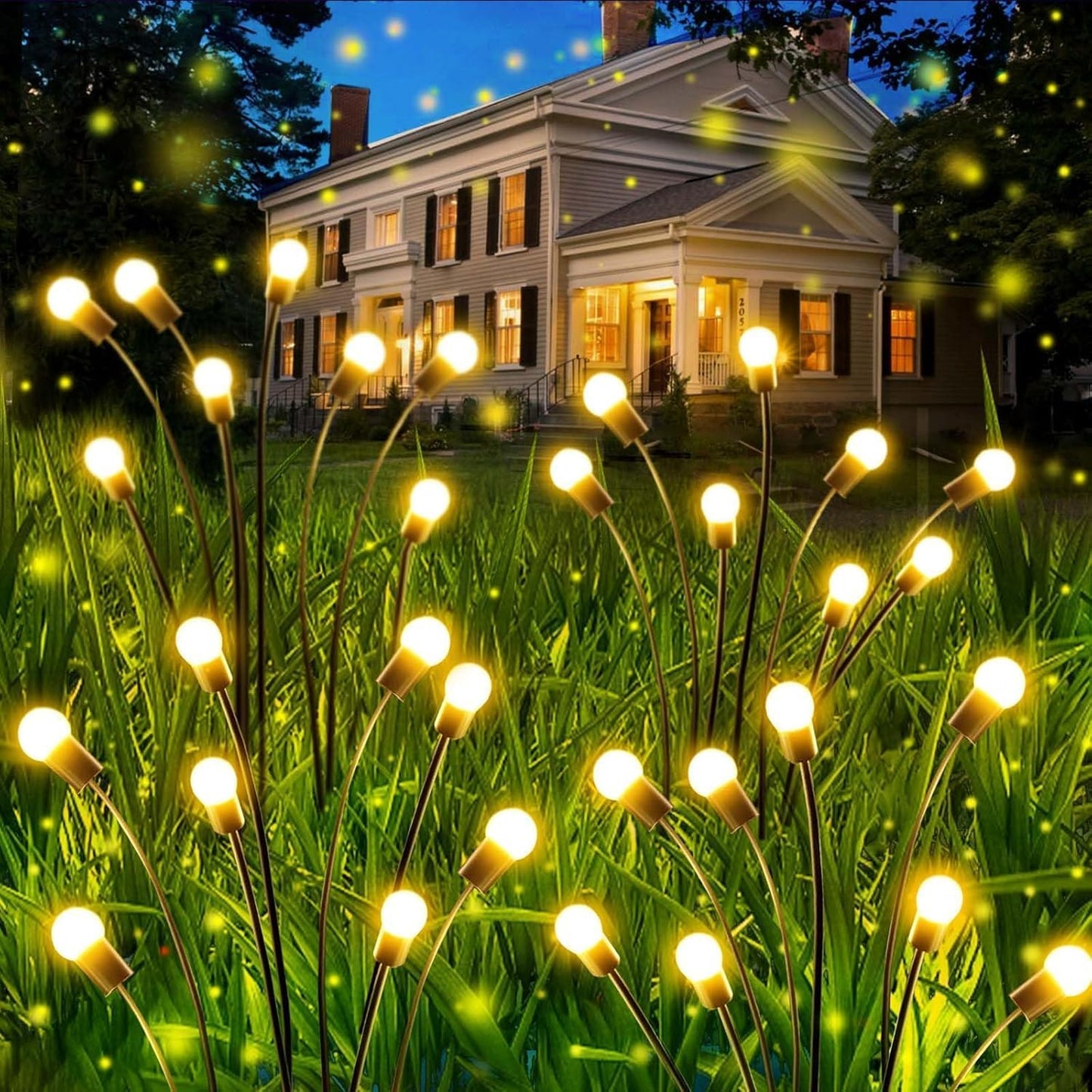 OZS 8 Pack Total 64 LED Solar Garden Lights for Outdoor Use