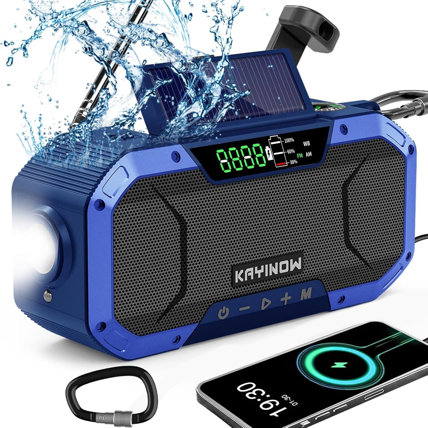 Hand Crank Emergency Weather Radio with Solar Power and Flashlight