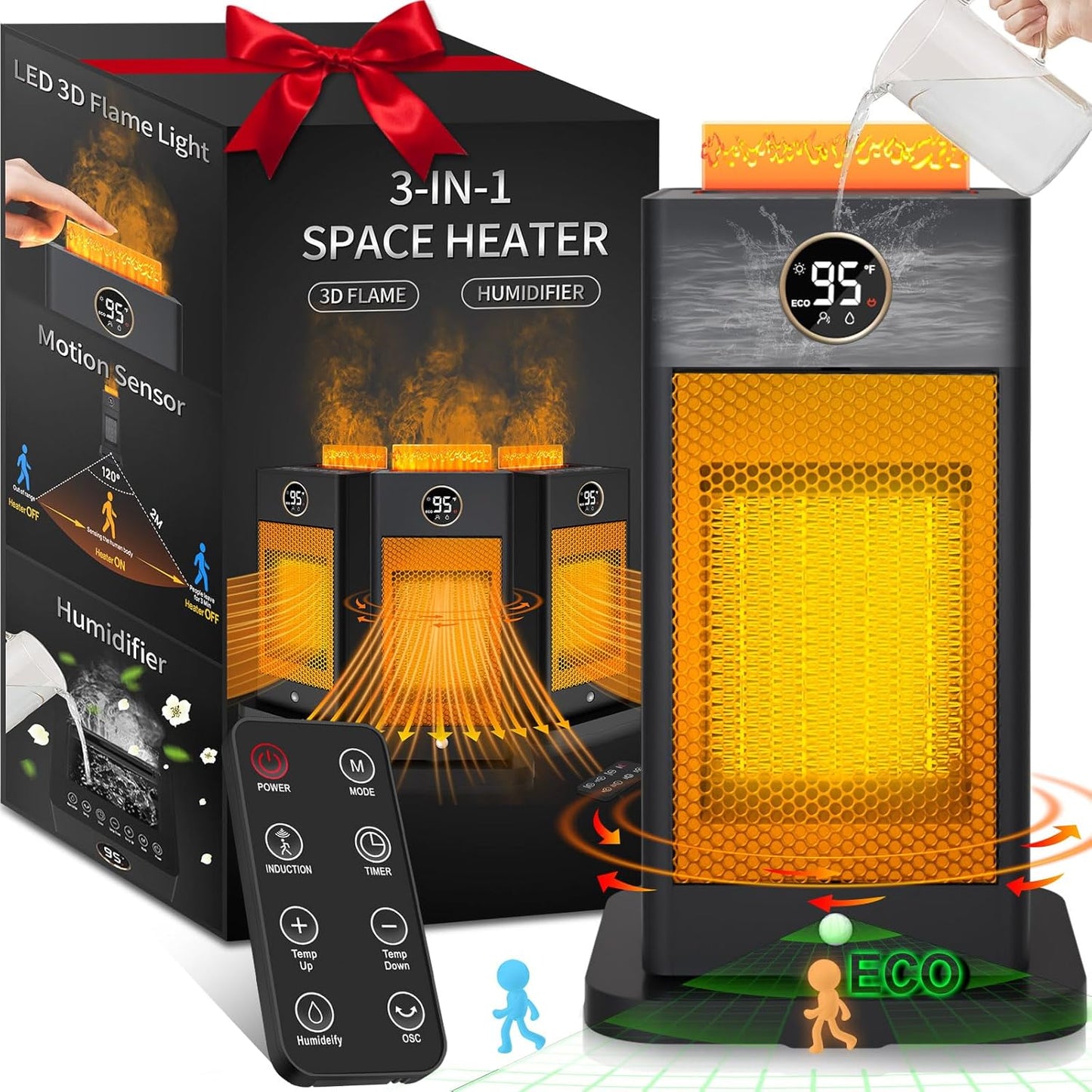 Beautyfan 1500W Space Heater: Motion Sensor & Humidifier