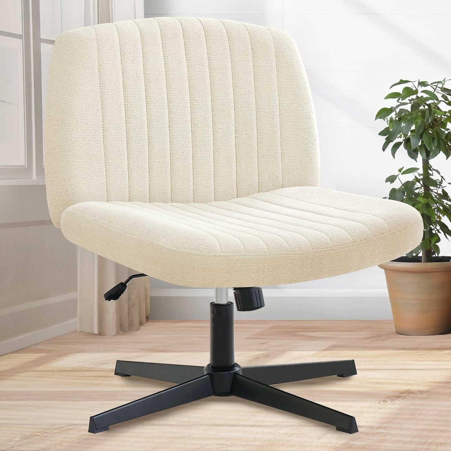 Adjustable Armless Beige Office Chair