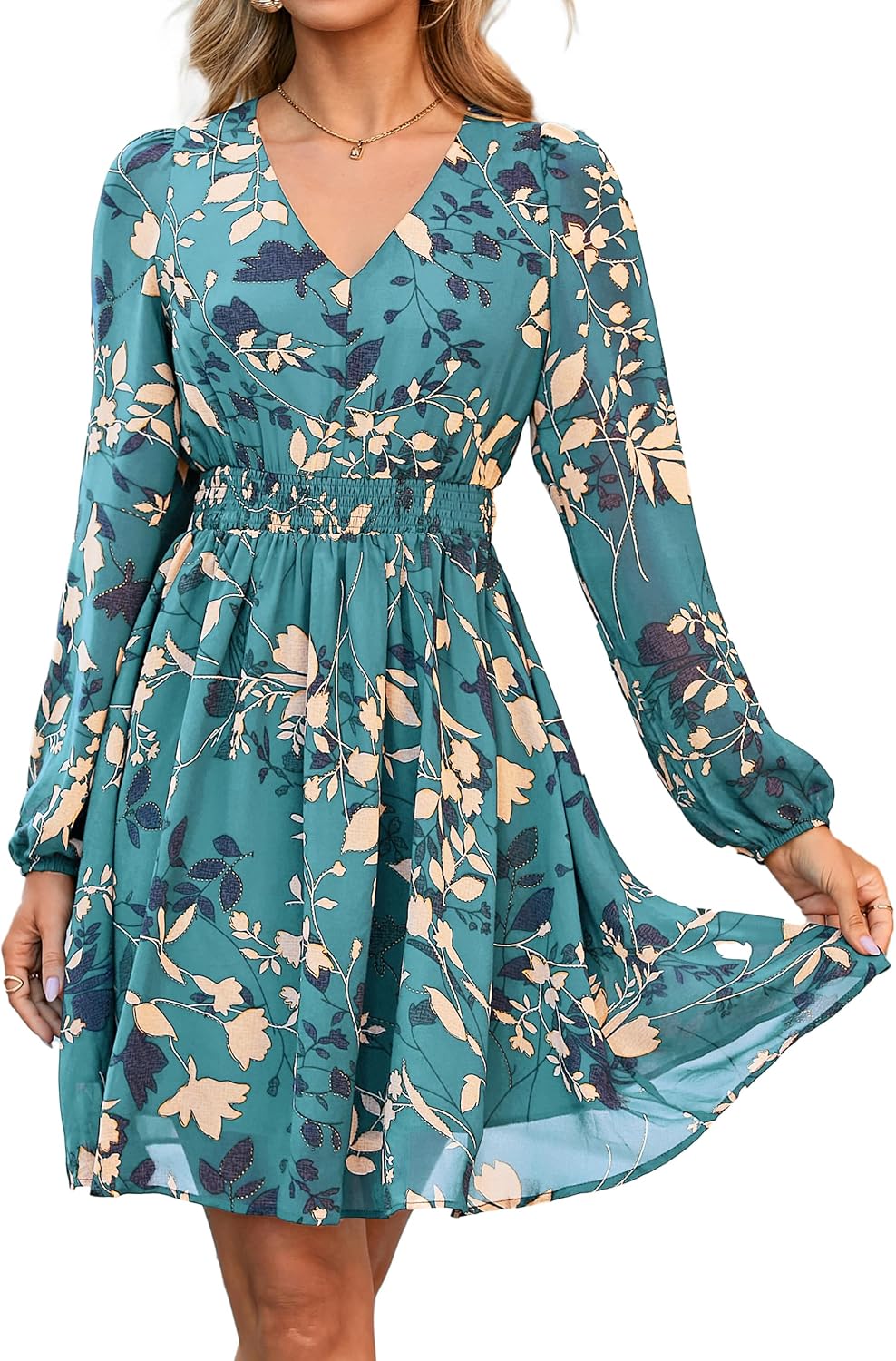 Simplee Womens Floral Mini Dress for Casual Fall Weddings