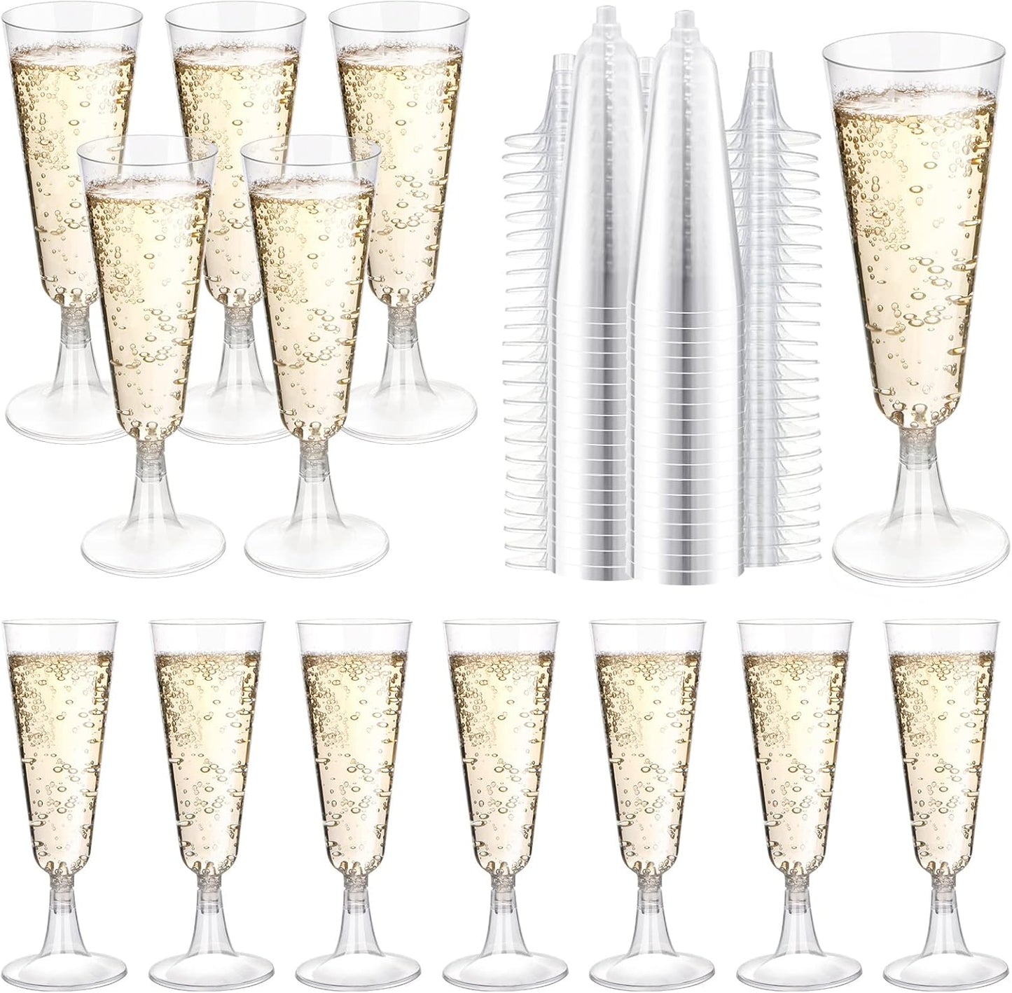 SUREHOME 200 Pack Plastic Champagne Flutes for Any Occasion