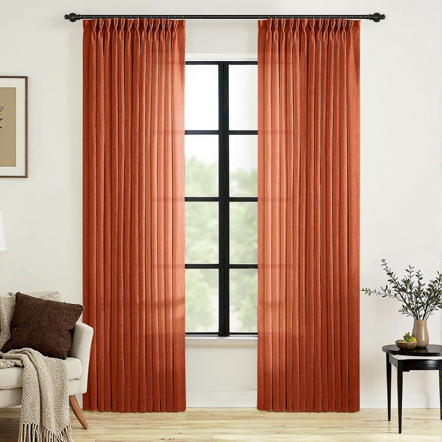 MIULEE 108 Linen Curtains - Boho Rust Elegance