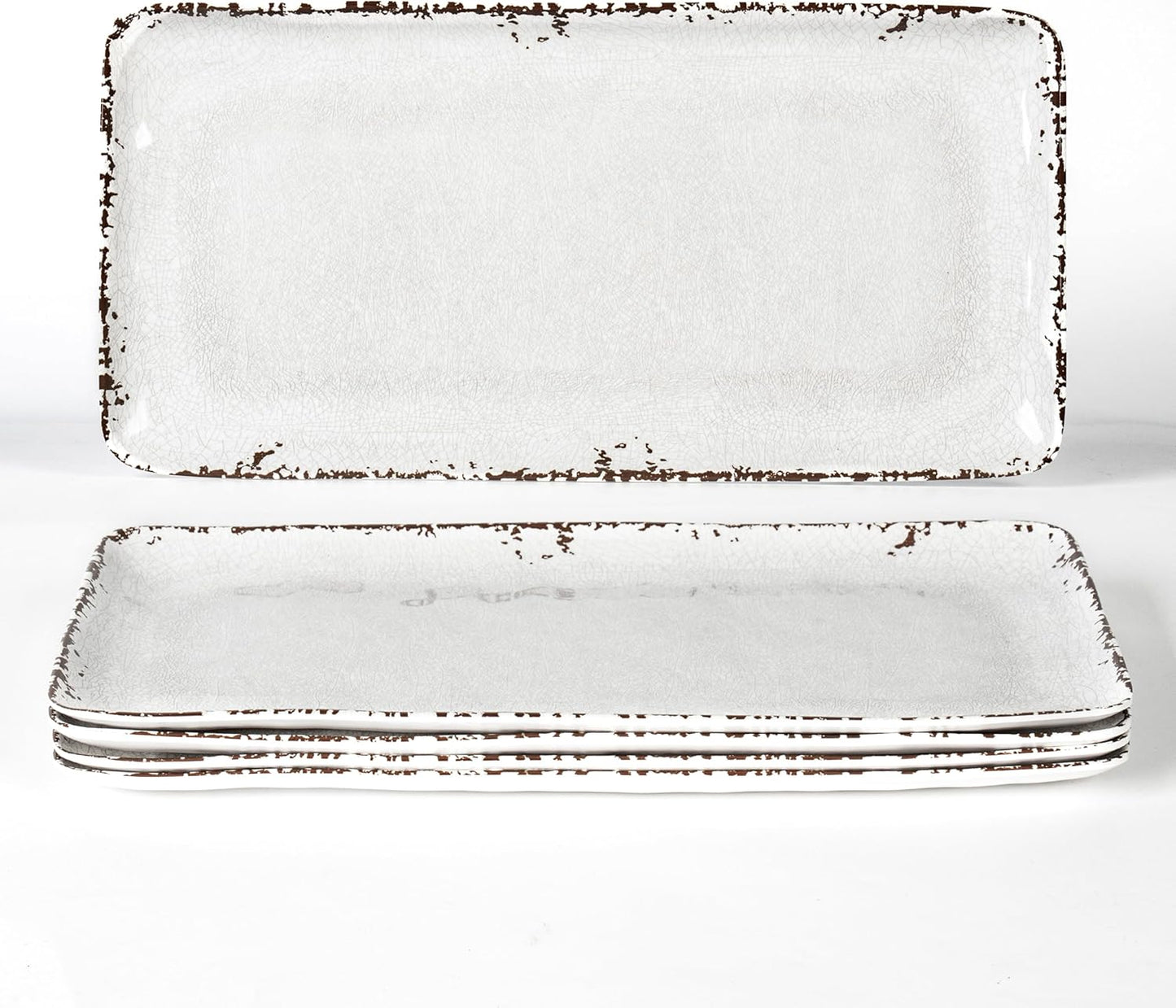 14 x 7 White Serving Platter Set for Appetizers and Snacks