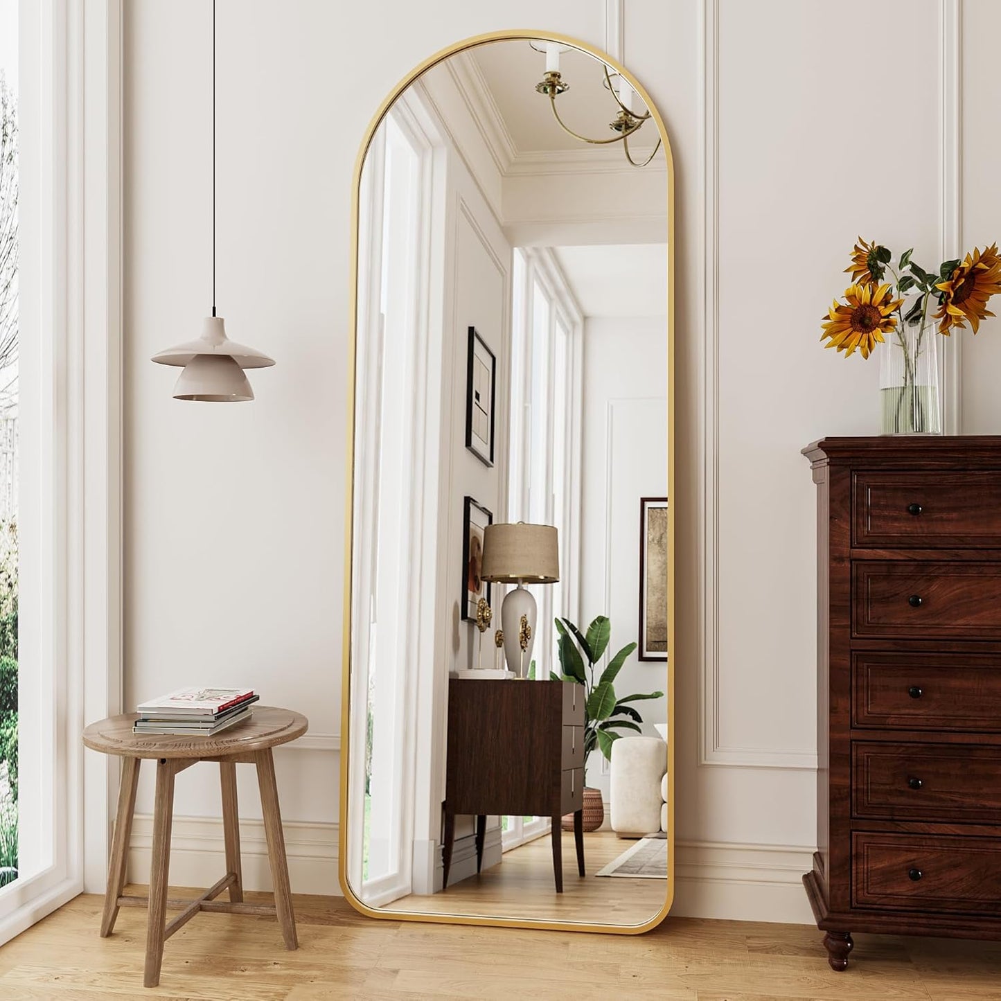 Mirror Full Length 64x21 Arched Floor Mirror with Stand