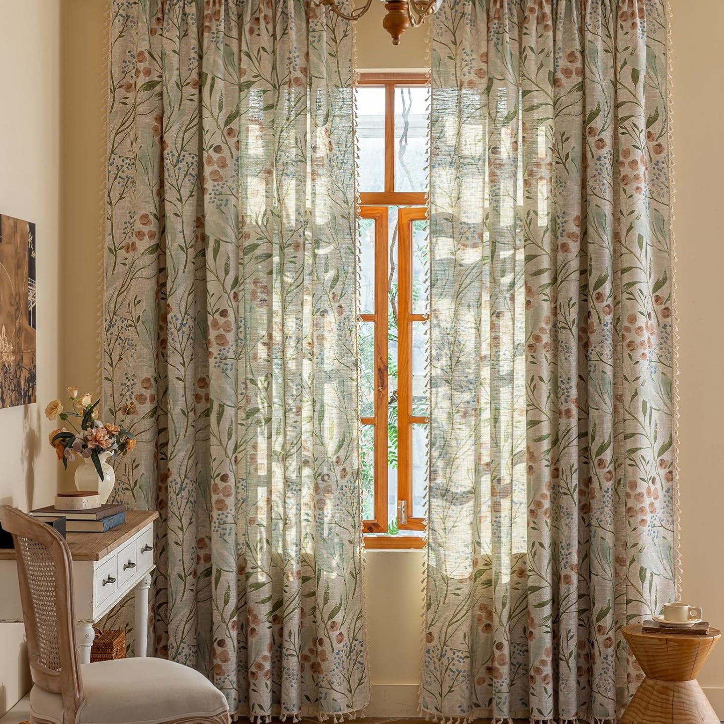 Floral Curtains 63 Inch Long for Bedroom and Living Room Decor