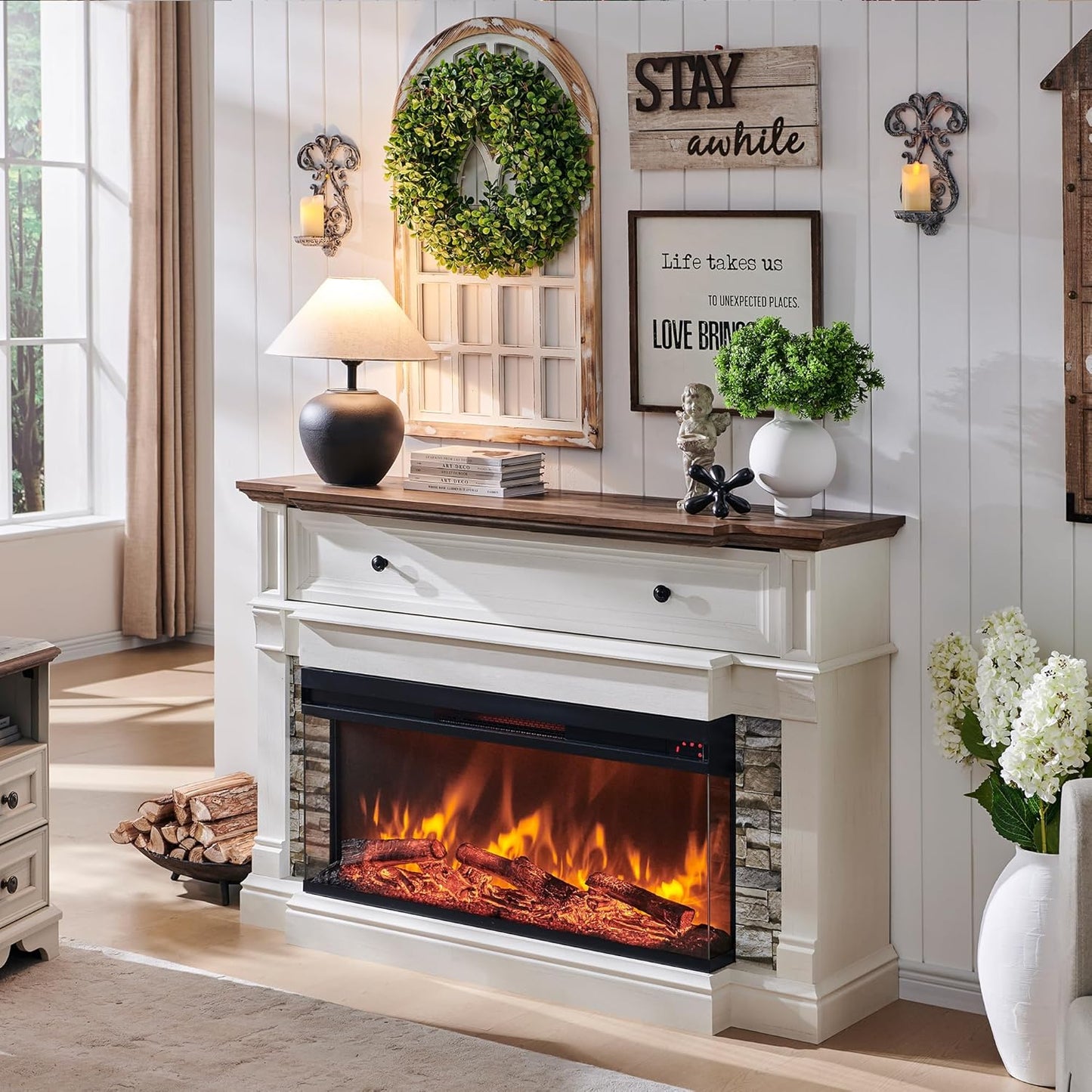 Efficient Heat & Elegant Display: OKD 52 Electric Fireplace