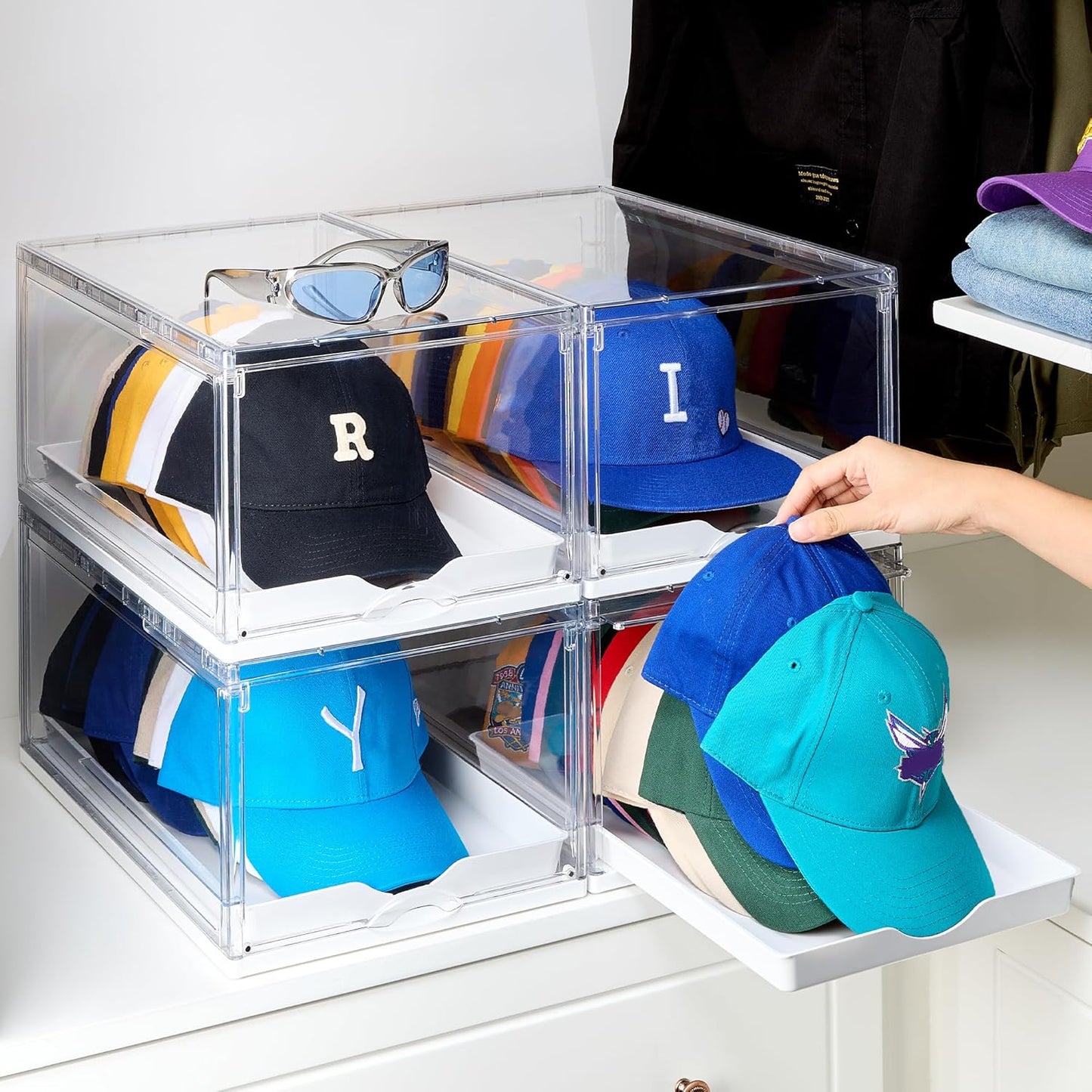 Vtopmart 4 Pack Hat Organizer for Baseball Caps Storage