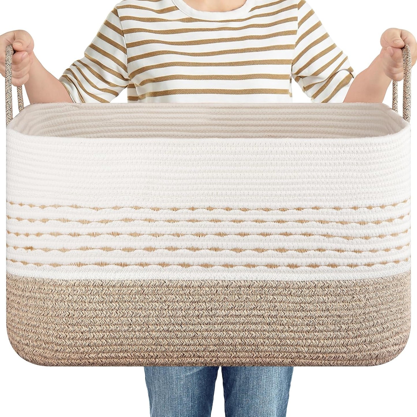 Large Blanket Basket for Living Room - Woven Storage Solution