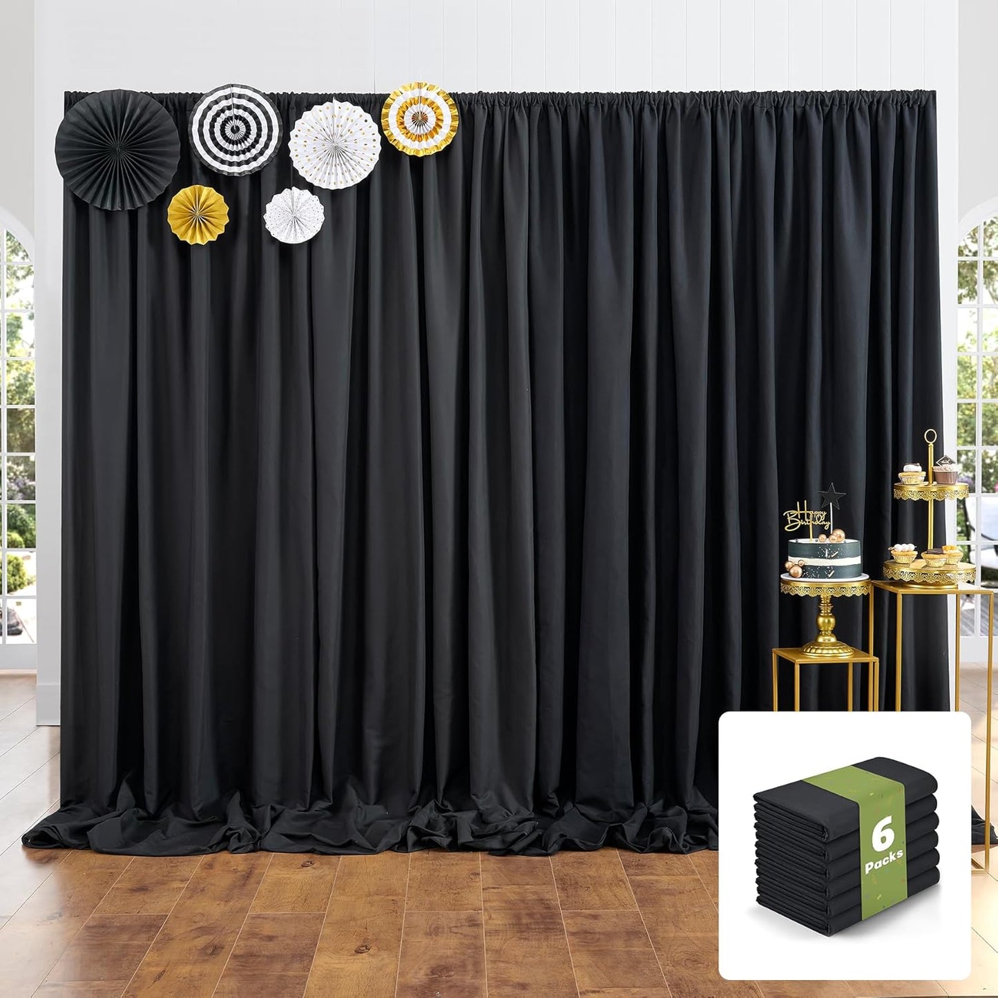 30x10FT Black Backdrop Curtains for Stunning Party Decor