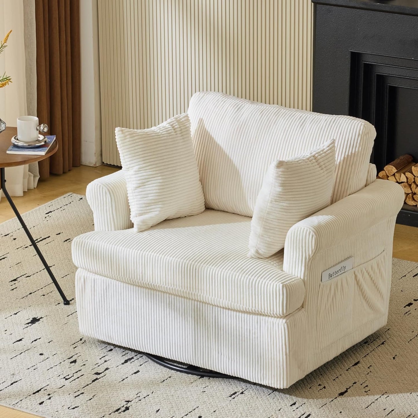 Comfy Swivel Oversized Accent Chair - Beige