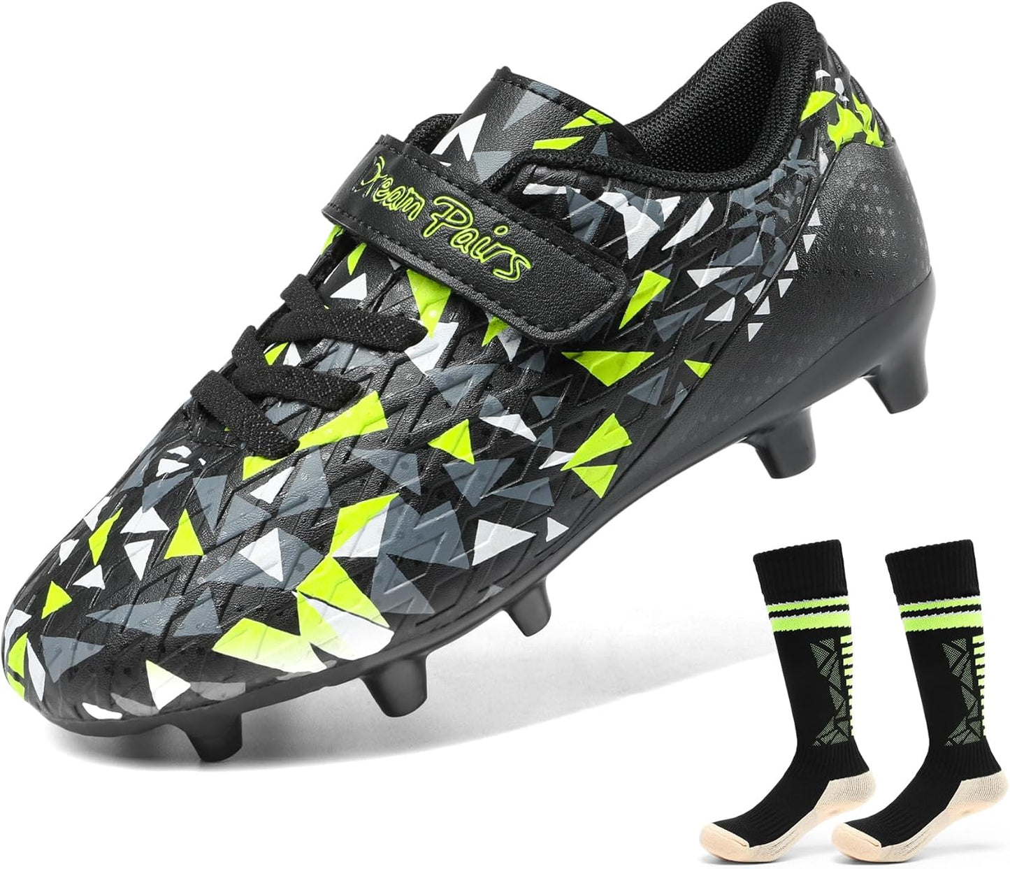 DREAM PAIRS Kids Soccer Cleats with Socks for Firm Ground Play