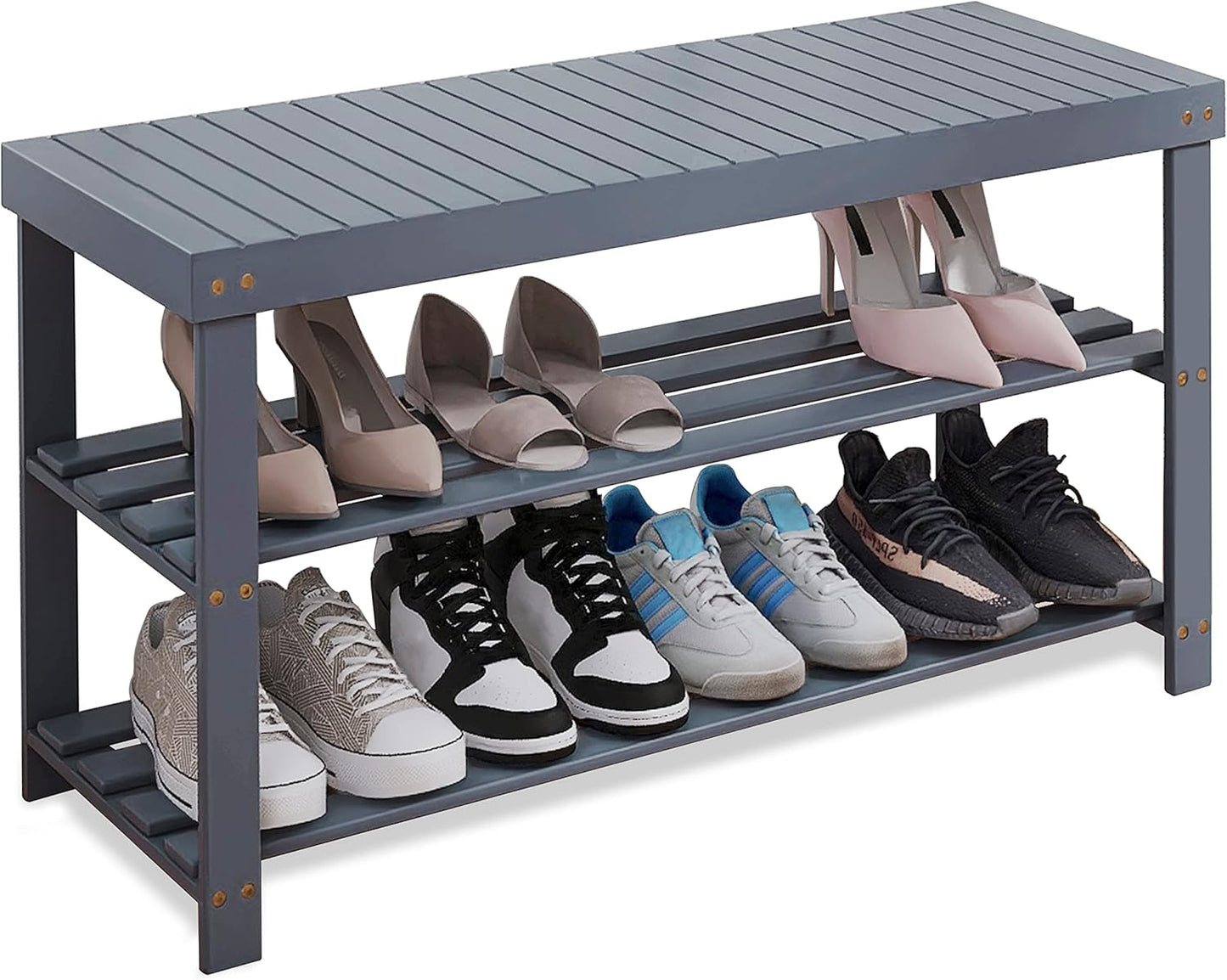 SMIBUY Bamboo Shoe Rack Bench for Entryway and Living Room