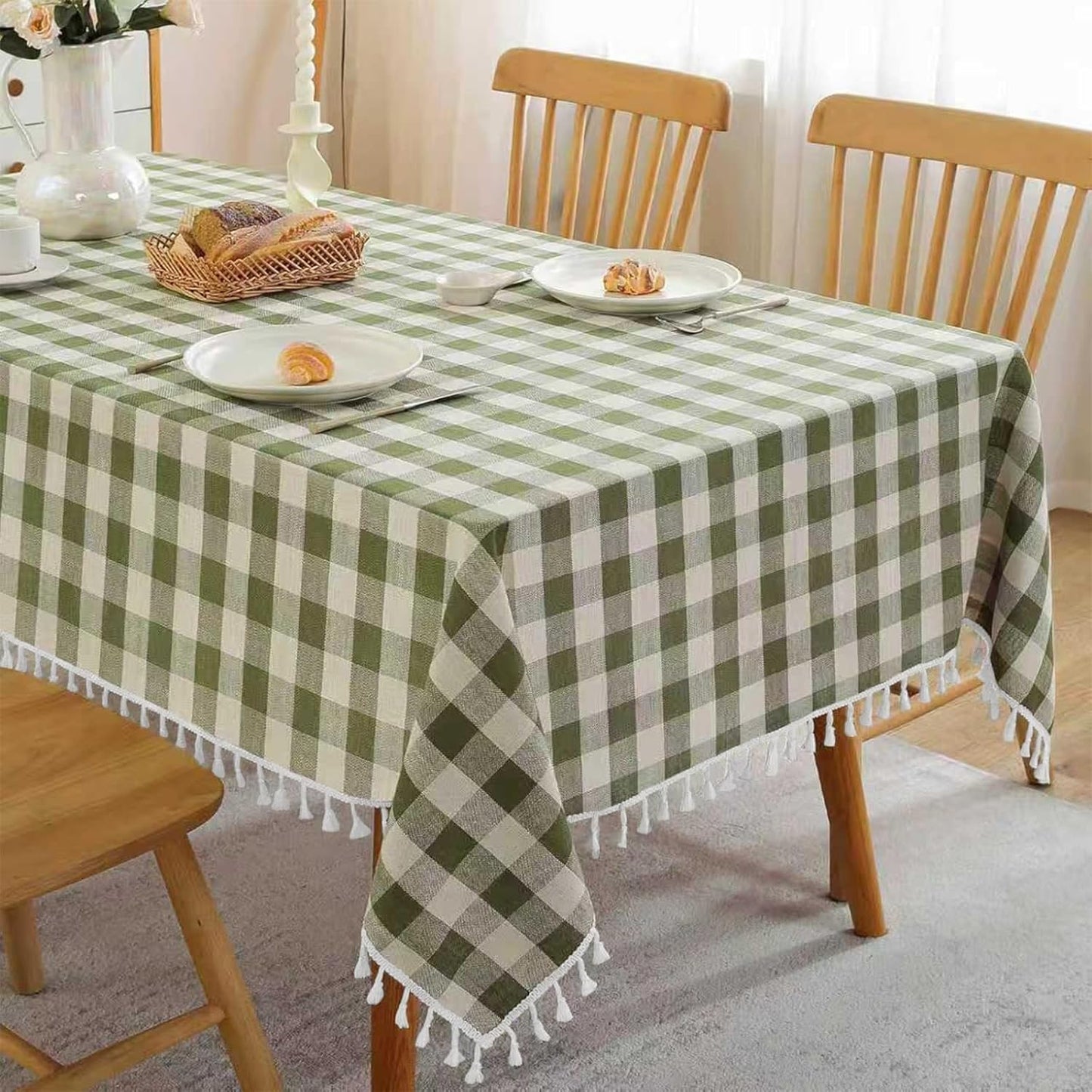 JIALE Spring Gingham Tablecloth for Elegant Dining and Picnics