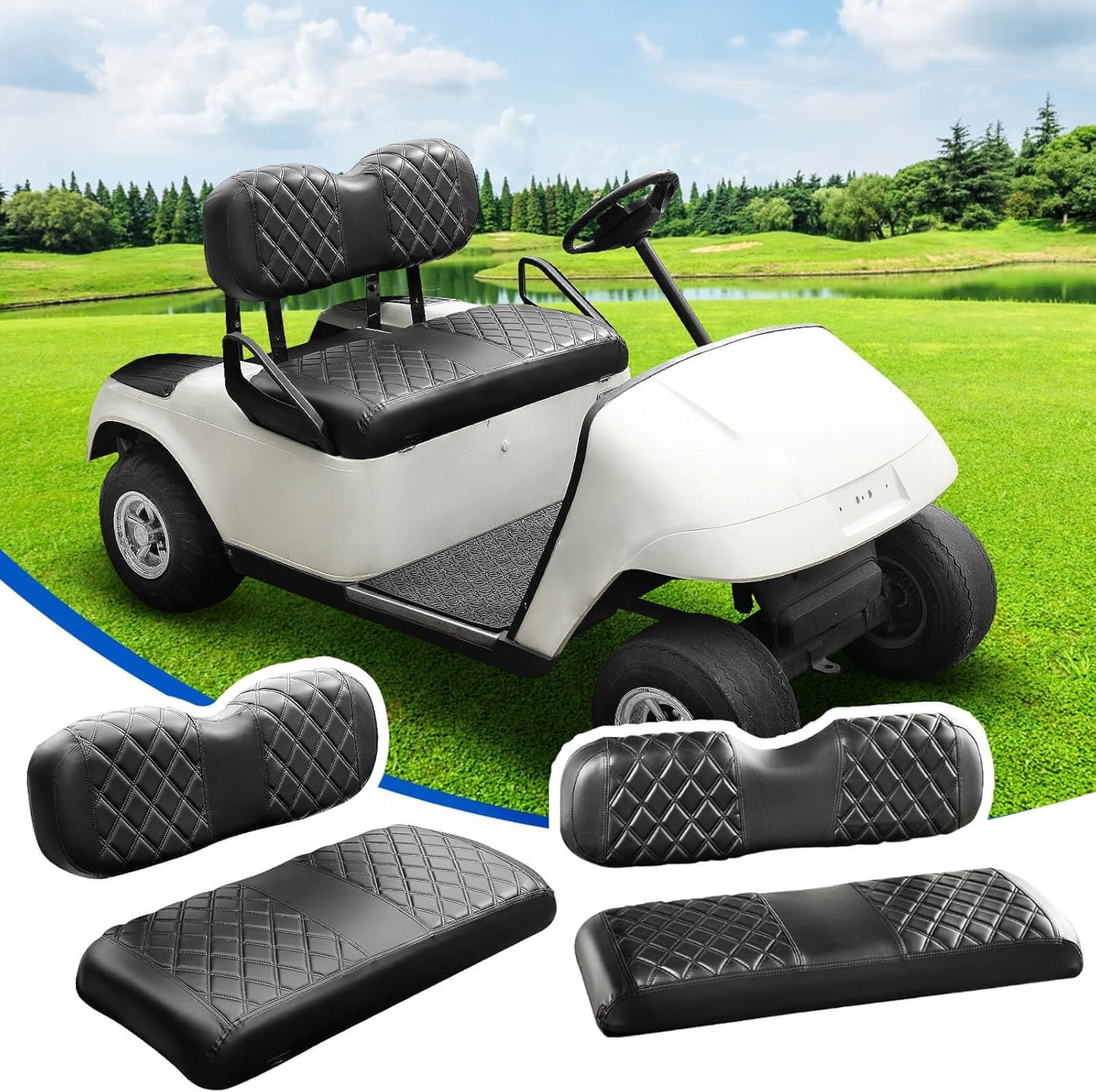 NOKINS Golf Cart Diamond Seat Covers Kit for EZGO Freedom TXT-T48