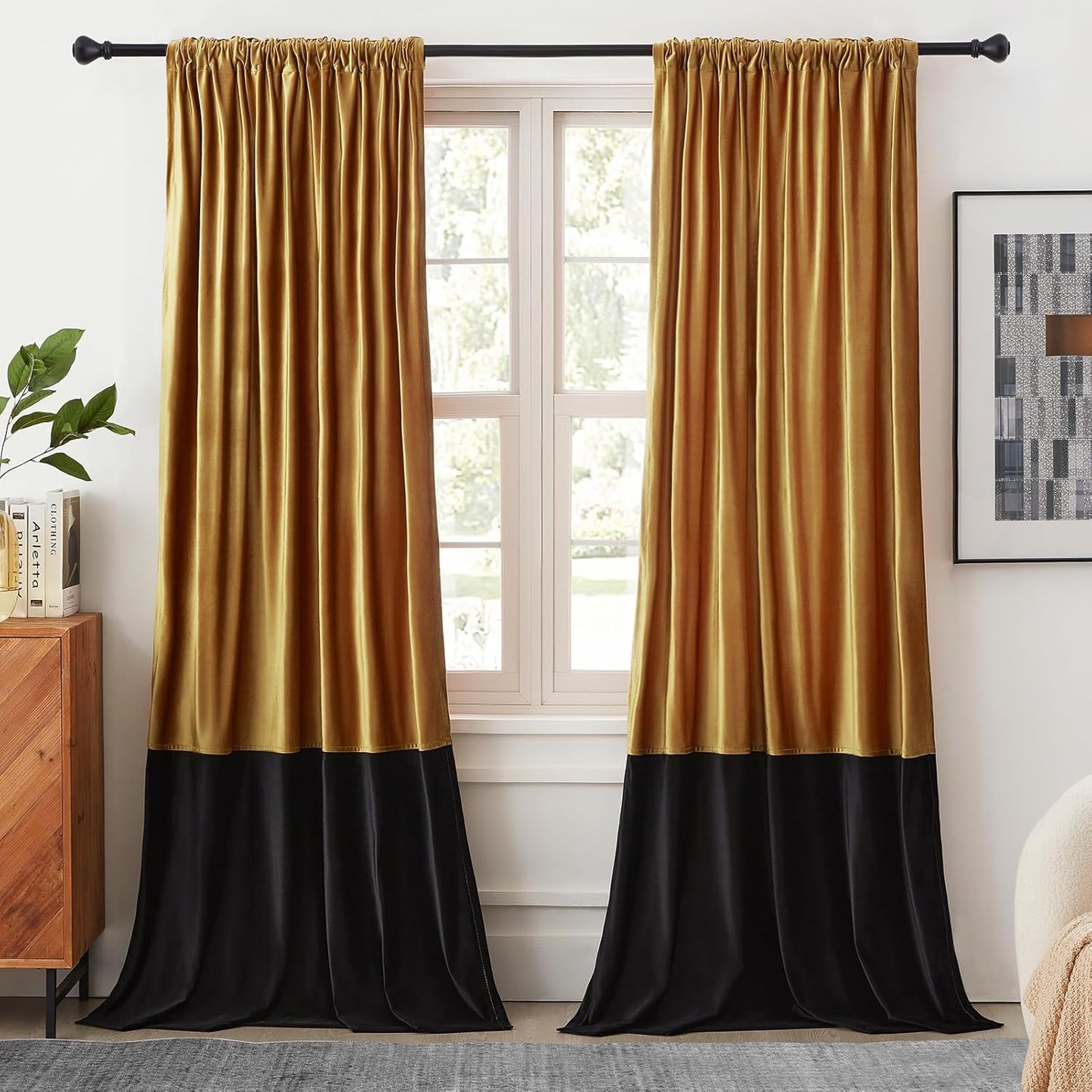 Velvet Curtains for Living Room Blackout Drapes 102 in Long